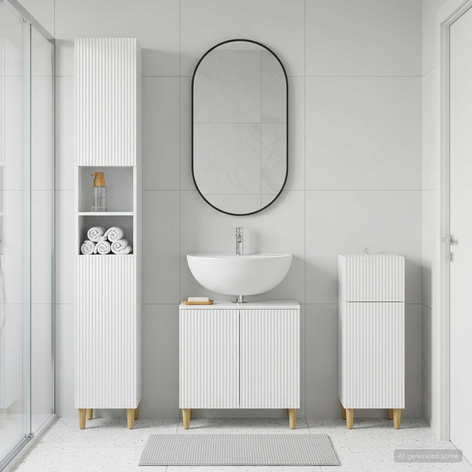 3-teiliges Badezimmer-Schranksystem ARNHEM Holzwerkstoff
