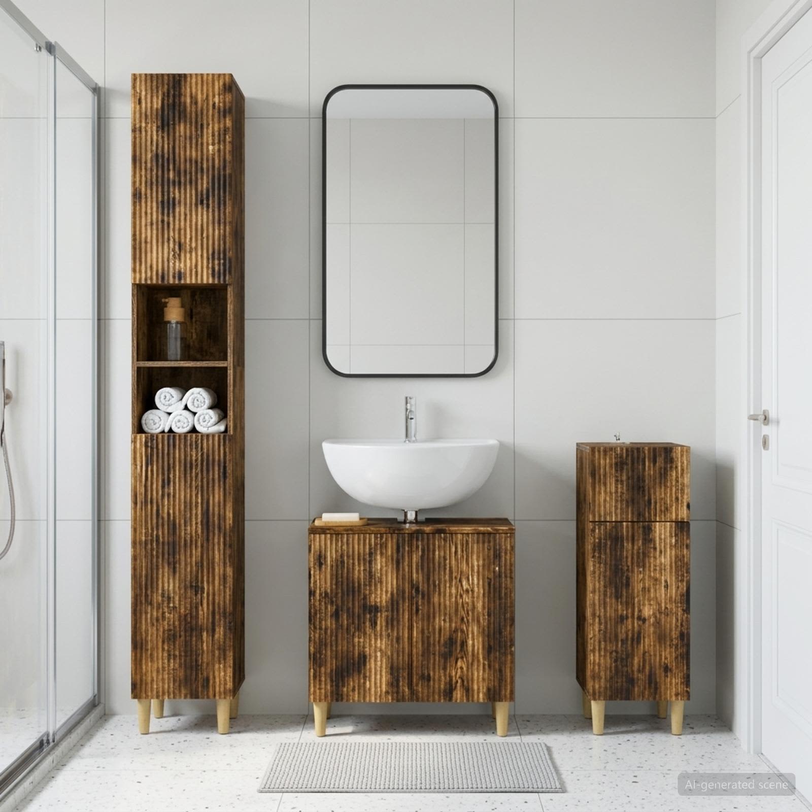 3-teiliges Badezimmer-Schranksystem ARNHEM Holzwerkstoff