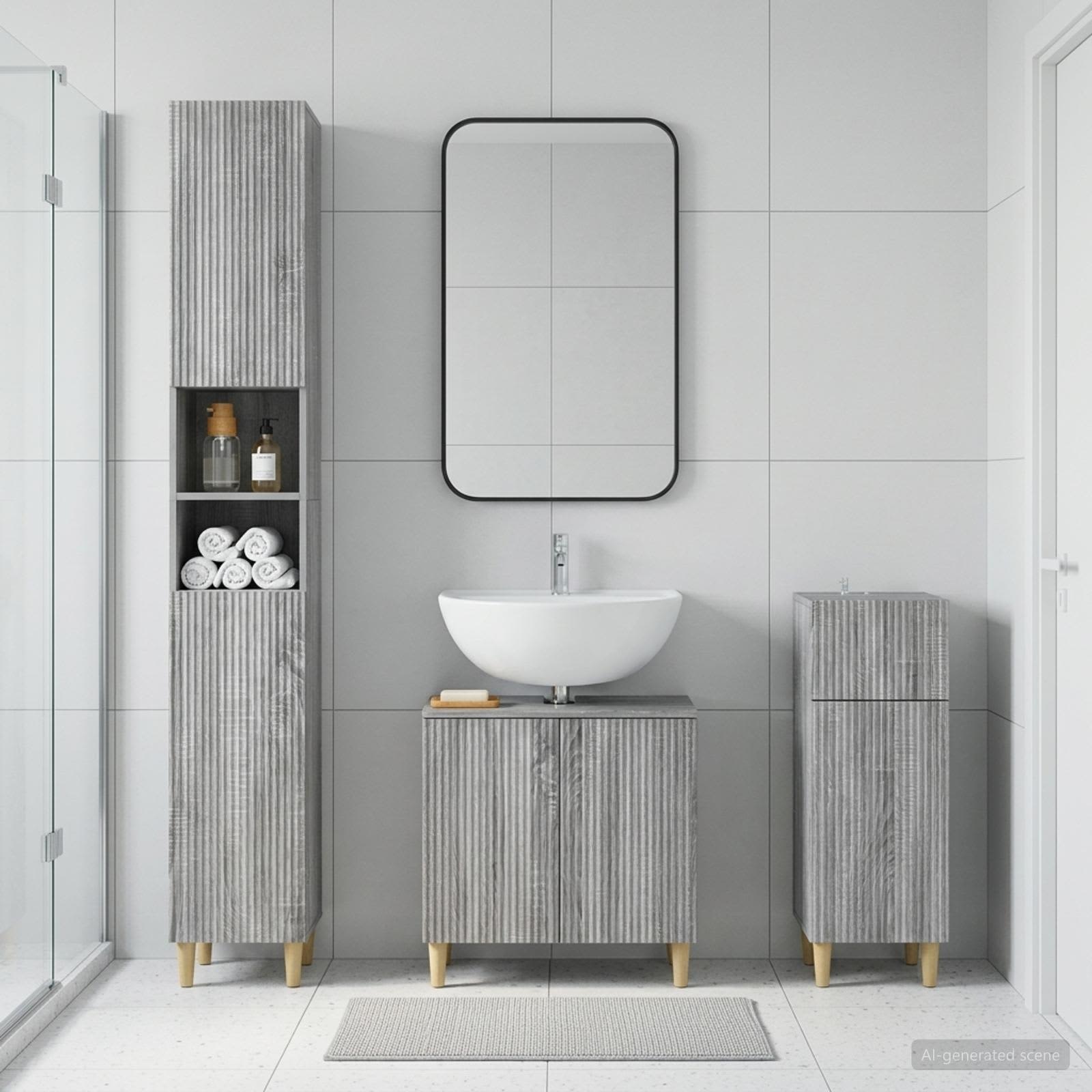 3-teiliges Badezimmer-Schranksystem ARNHEM Holzwerkstoff