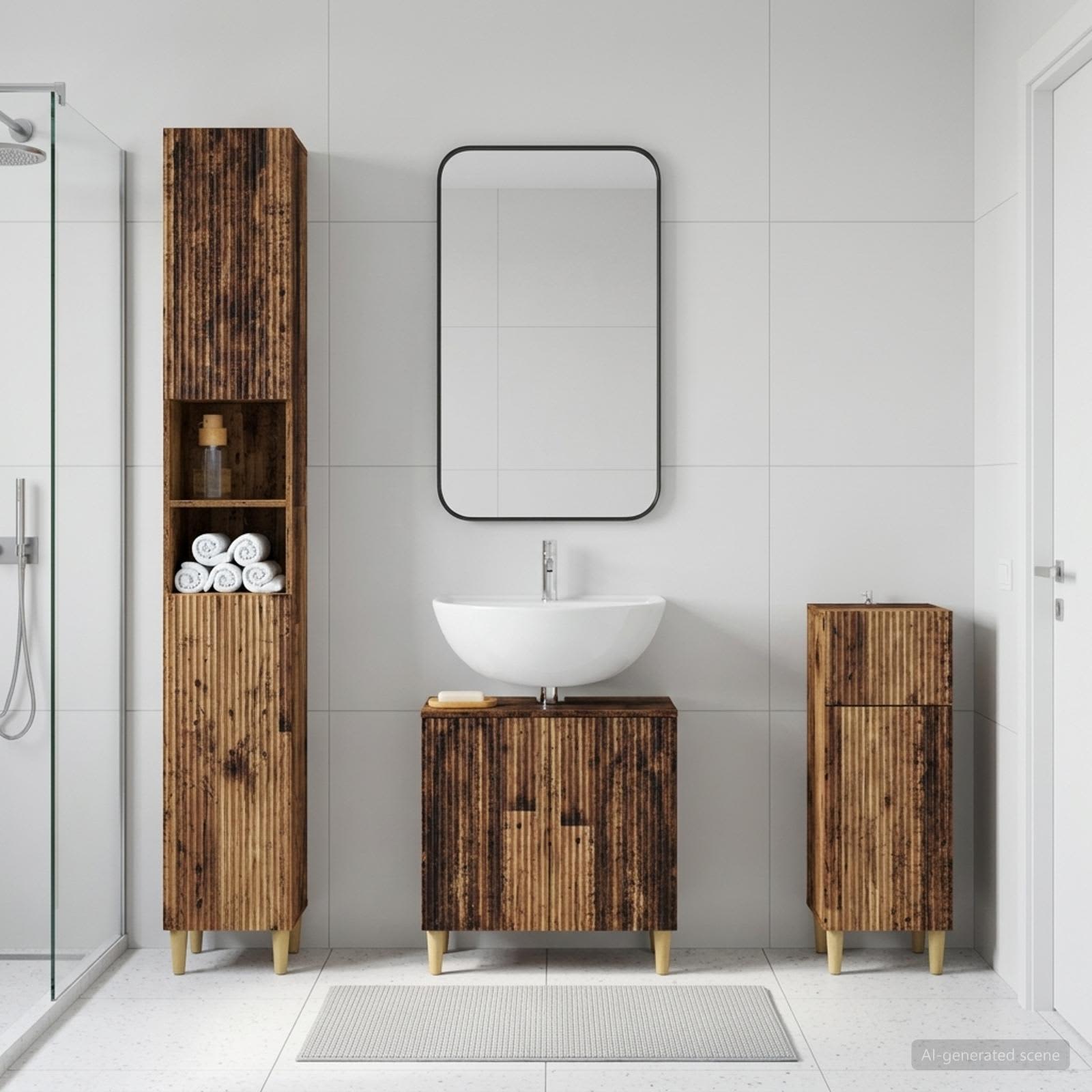 3-teiliges Badezimmer-Schranksystem ARNHEM Holzwerkstoff