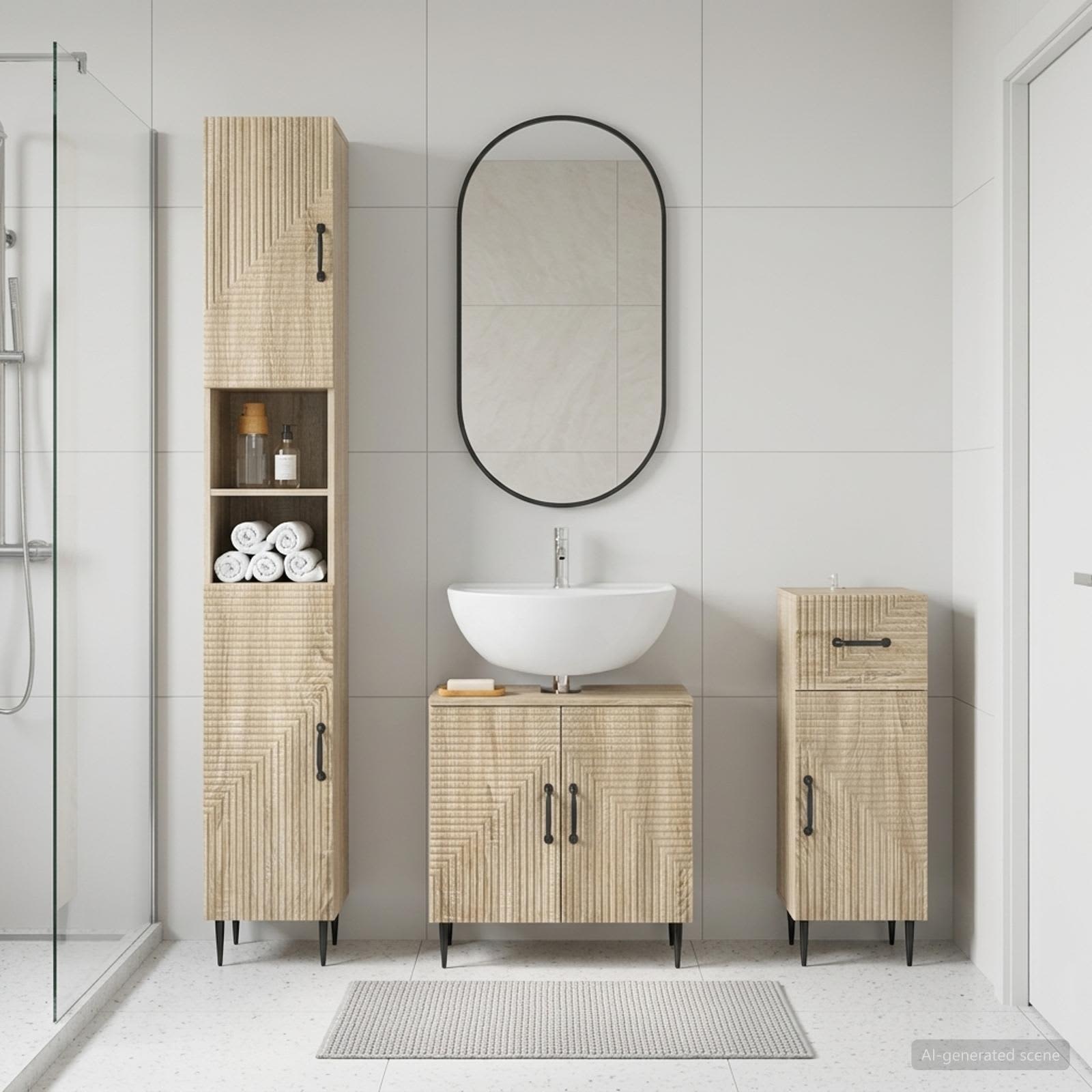 3-teiliges Badezimmer-Schranksystem HAARLEM Holzwerkstoff