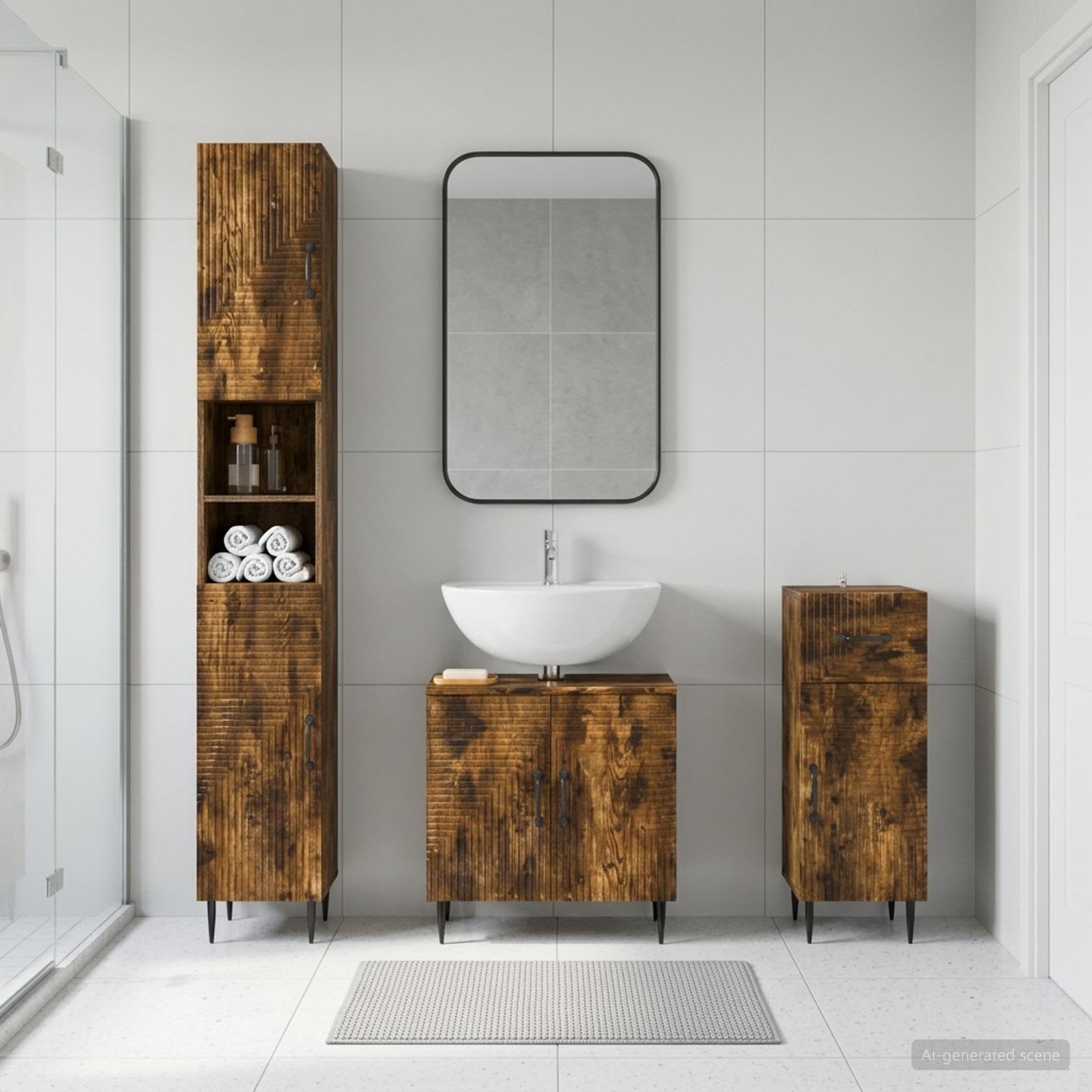 3-teiliges Badezimmer-Schranksystem HAARLEM Holzwerkstoff
