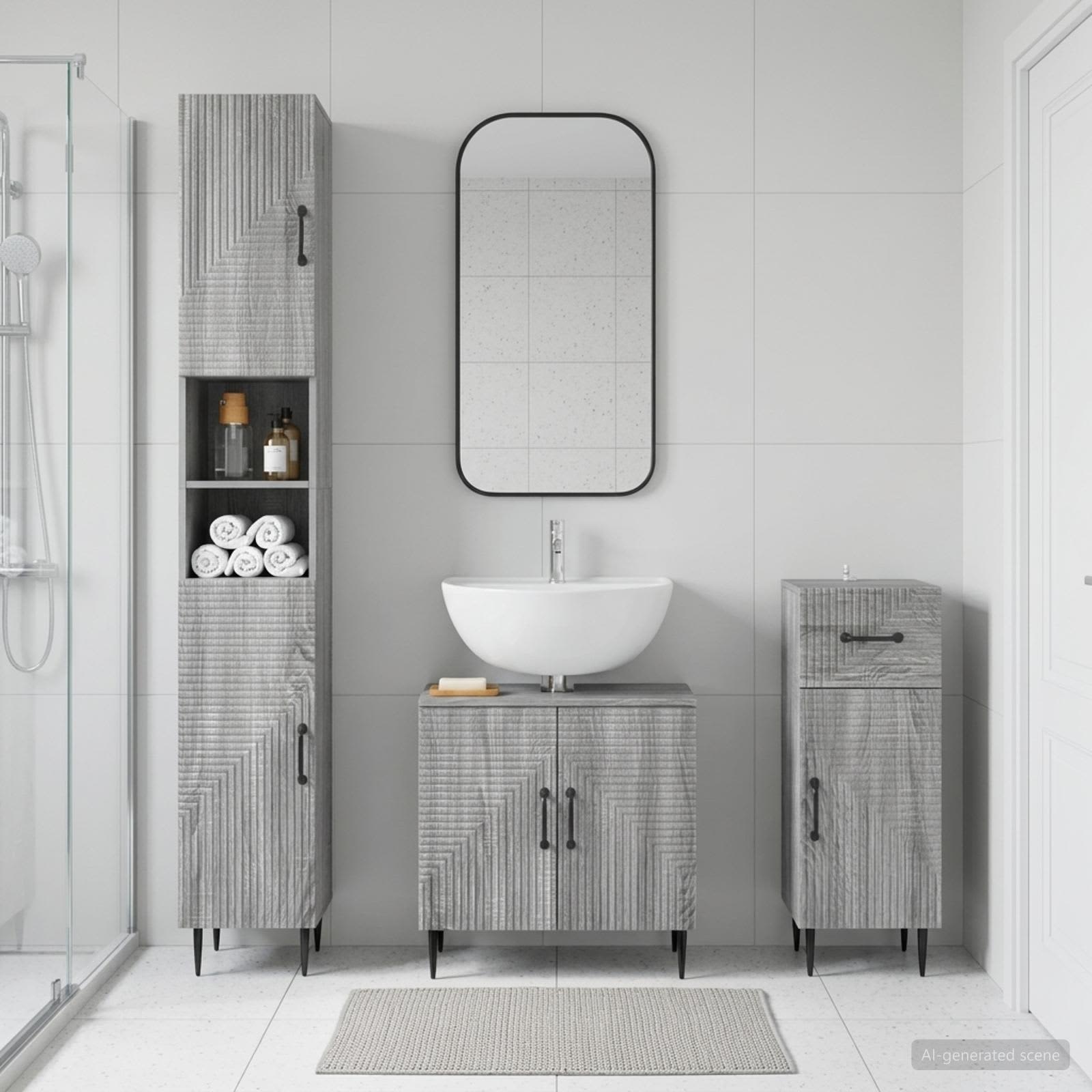 3-teiliges Badezimmer-Schranksystem HAARLEM Holzwerkstoff