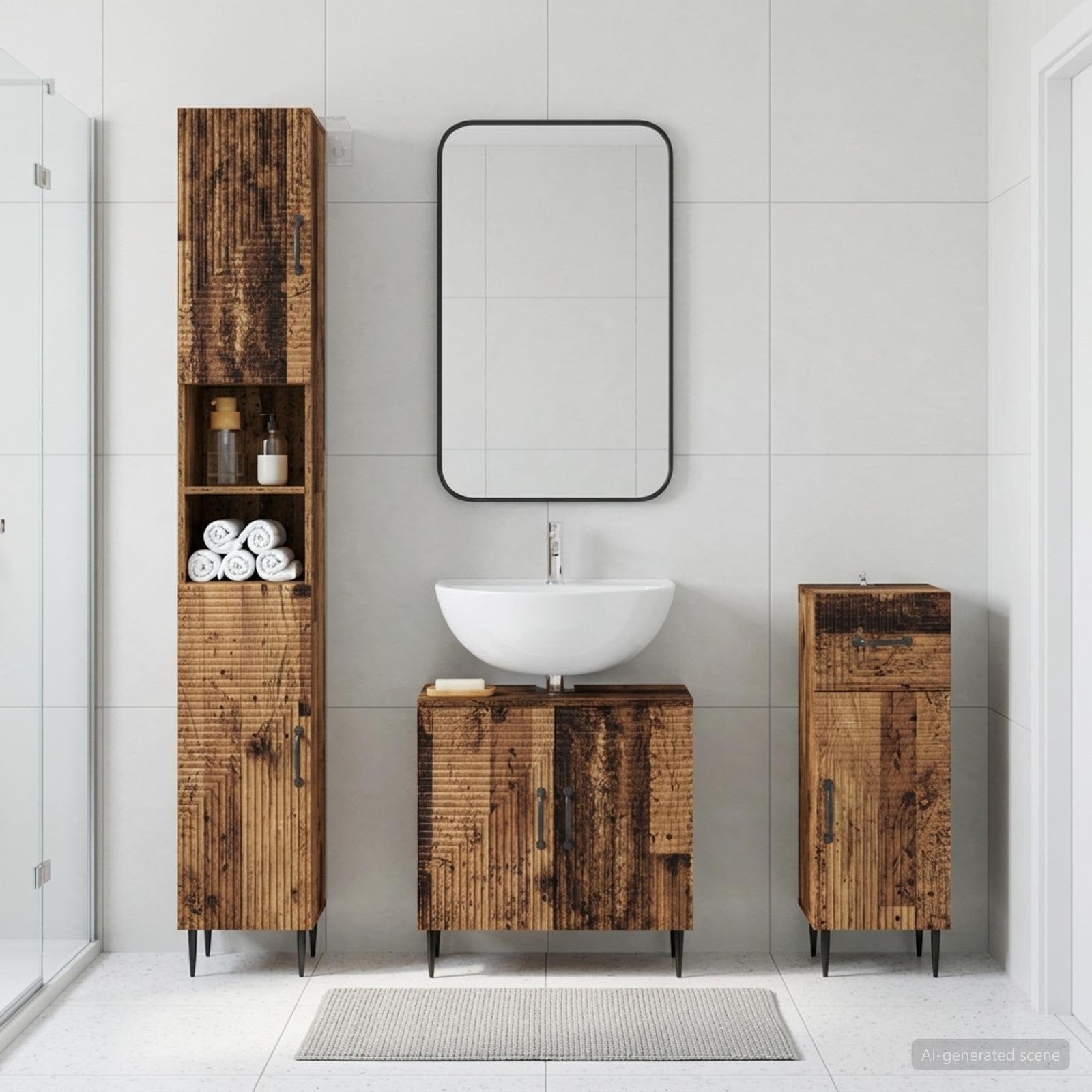 3-teiliges Badezimmer-Schranksystem HAARLEM Holzwerkstoff
