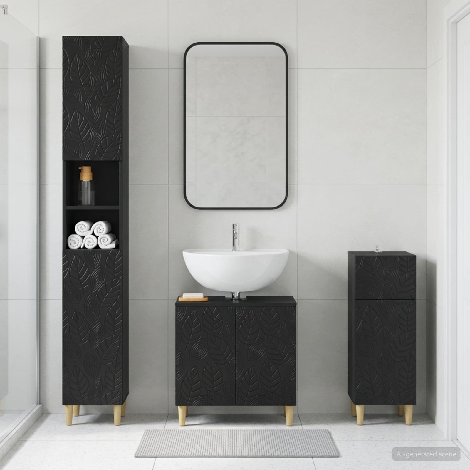 3-teiliges Badezimmer-Schranksystem DELFT Holzwerkstoff