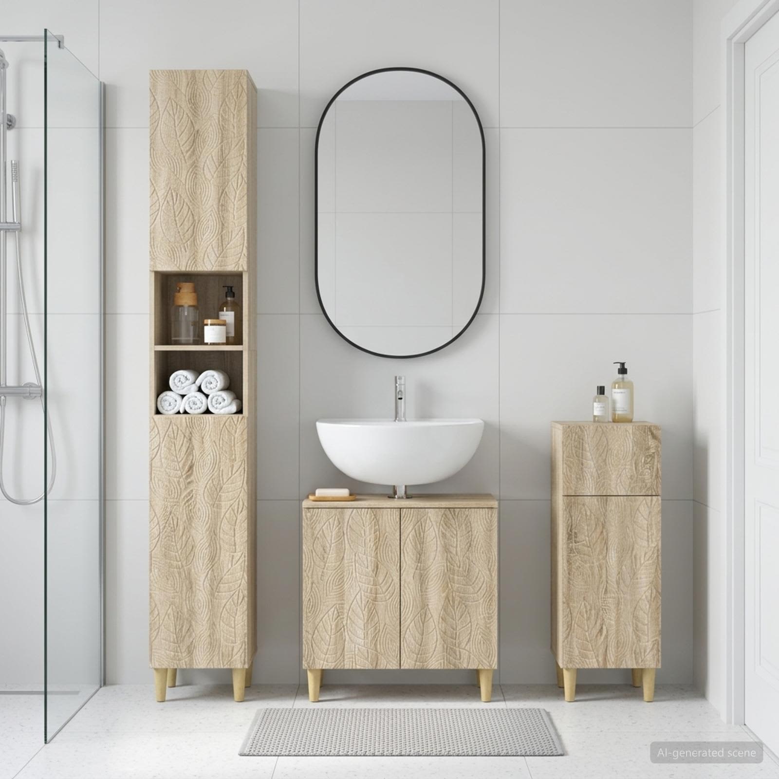 3-teiliges Badezimmer-Schranksystem DELFT Holzwerkstoff