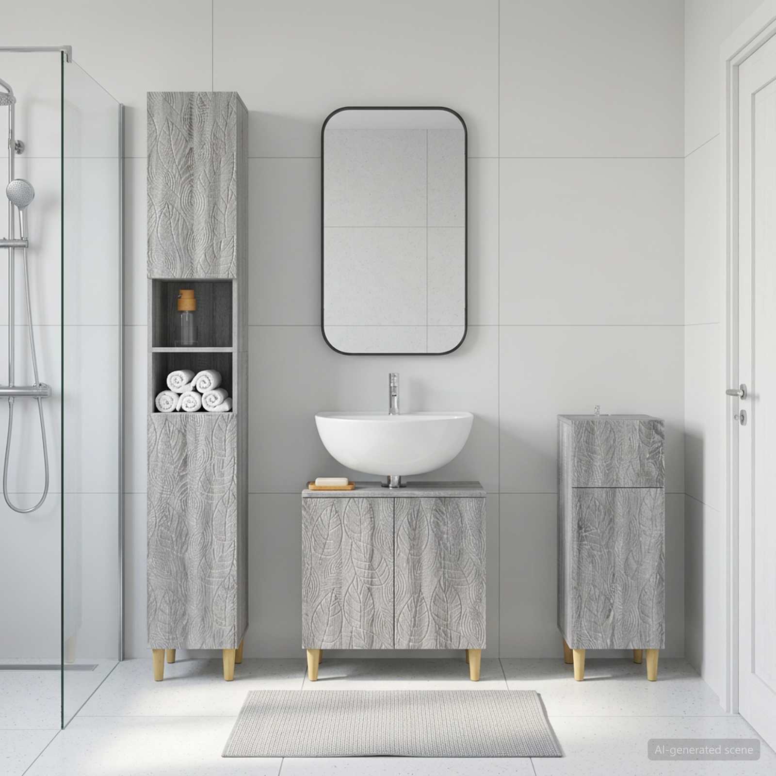 3-teiliges Badezimmer-Schranksystem DELFT Holzwerkstoff