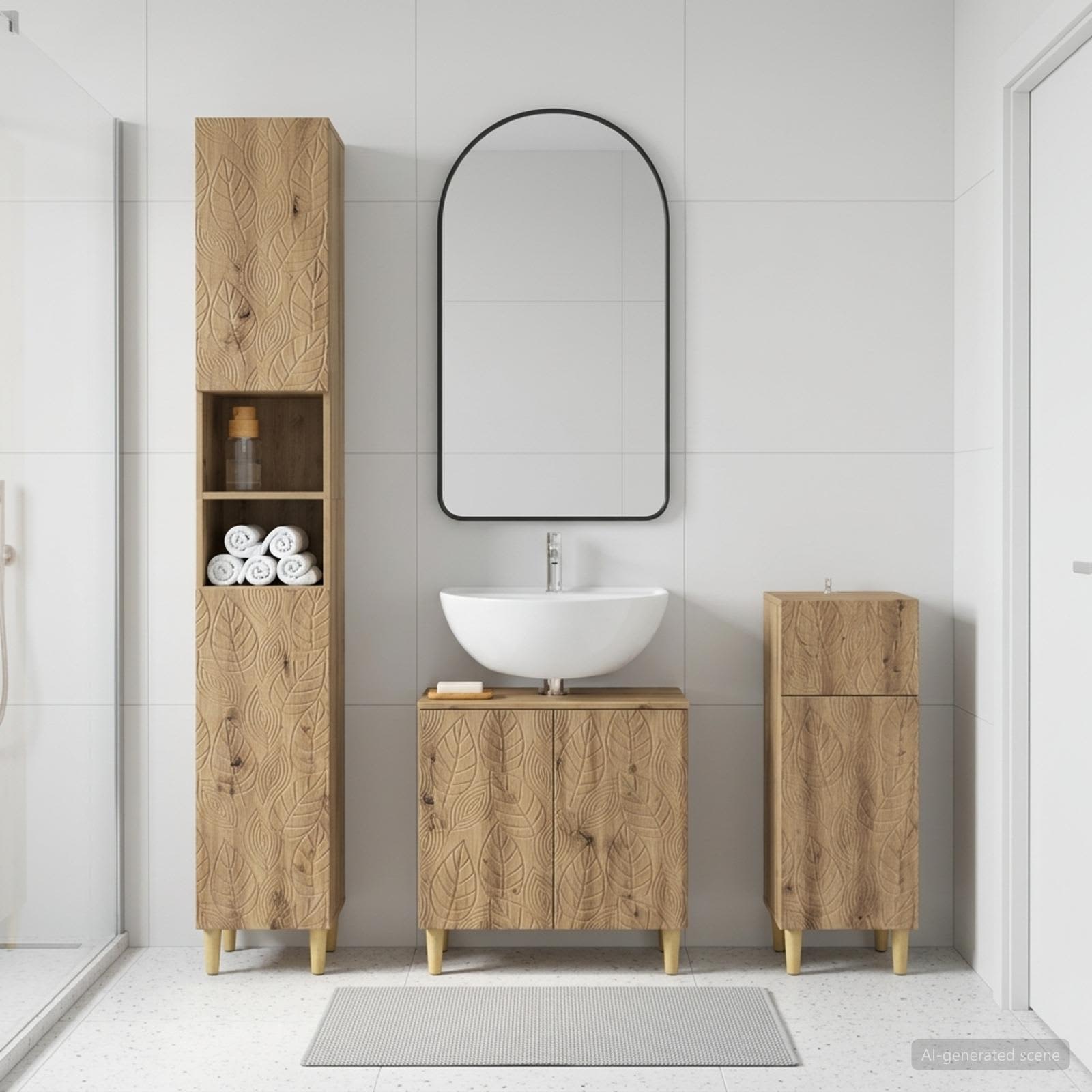 3-teiliges Badezimmer-Schranksystem DELFT Holzwerkstoff