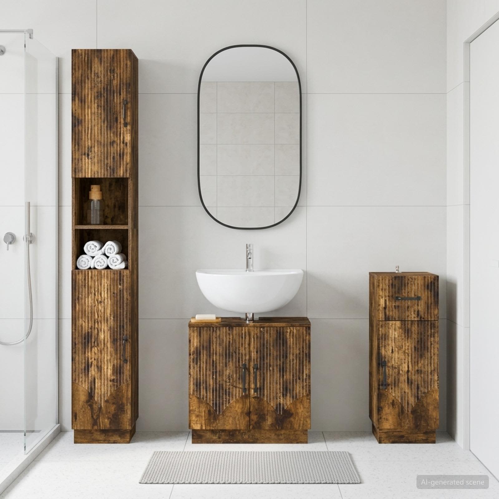 3-teiliges Badezimmer-Schranksystem HOORN Holzwerkstoff