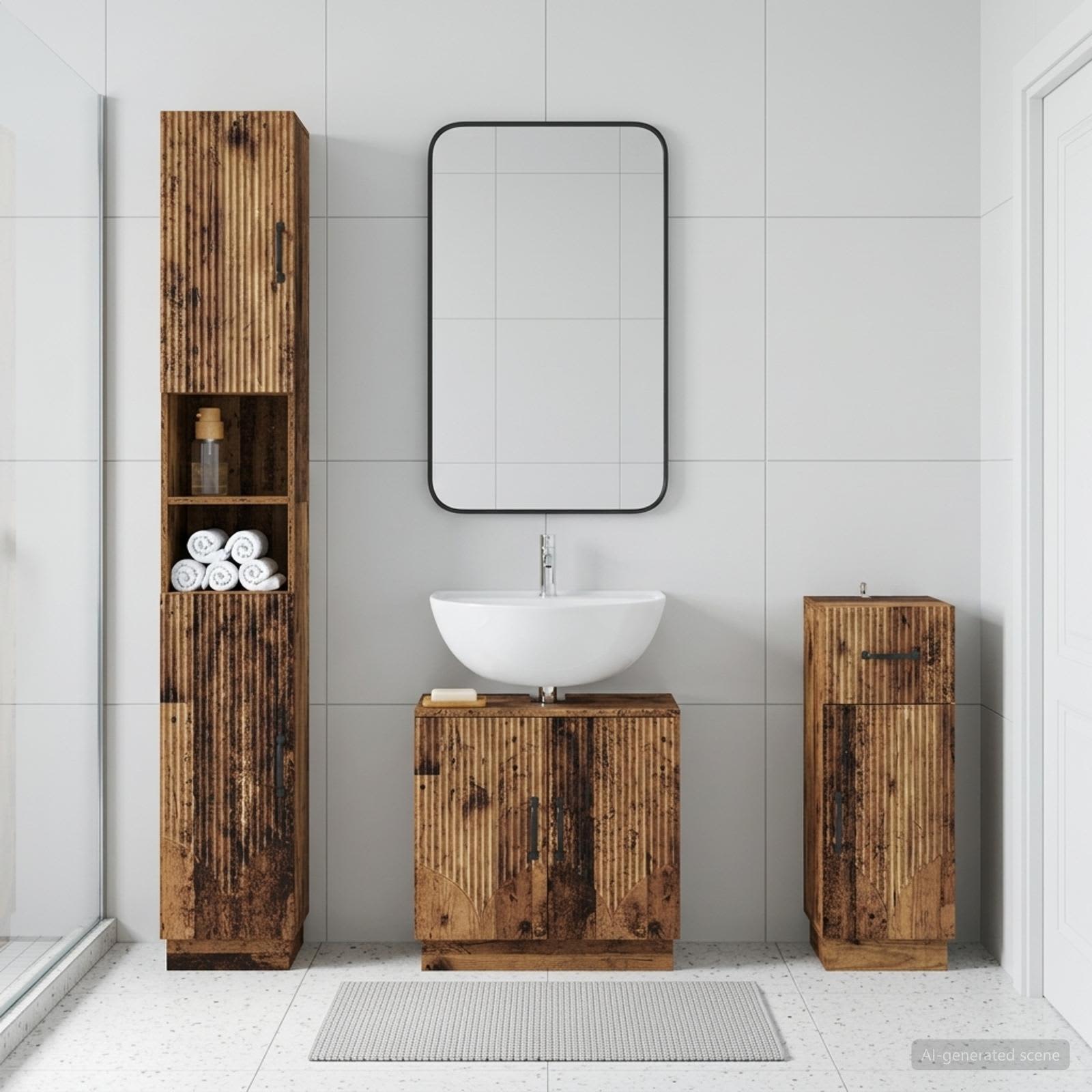 3-teiliges Badezimmer-Schranksystem HOORN Holzwerkstoff
