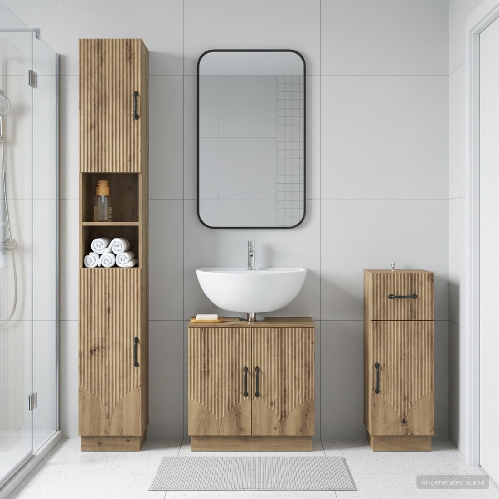 3-teiliges Badezimmer-Schranksystem HOORN Holzwerkstoff