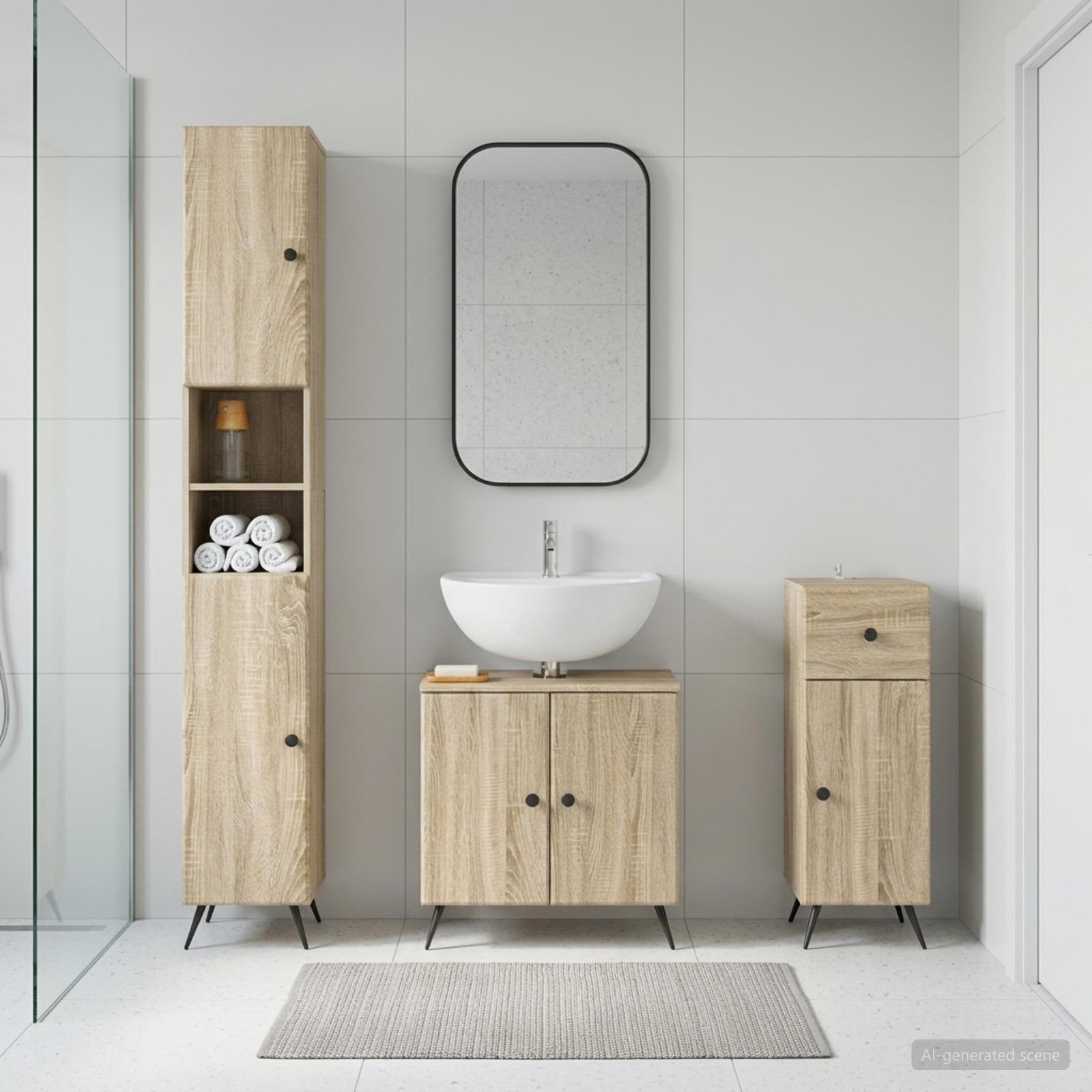 3-teiliges Badezimmer-Schranksystem BREDA Holzwerkstoff