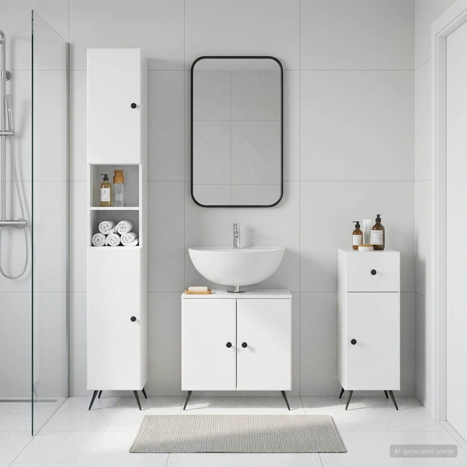 3-teiliges Badezimmer-Schranksystem BREDA Holzwerkstoff