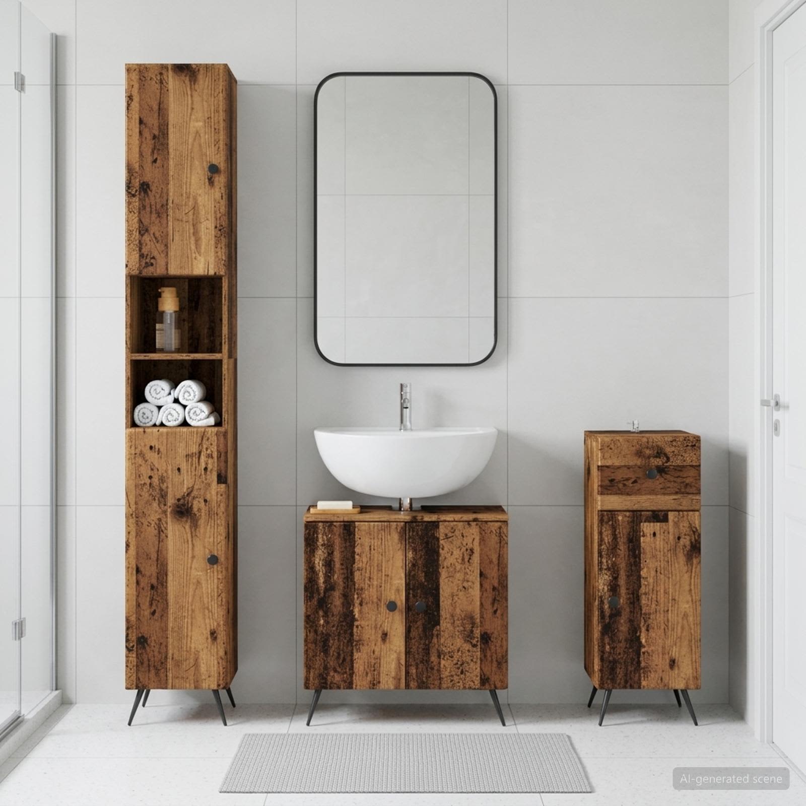 3-teiliges Badezimmer-Schranksystem BREDA Holzwerkstoff