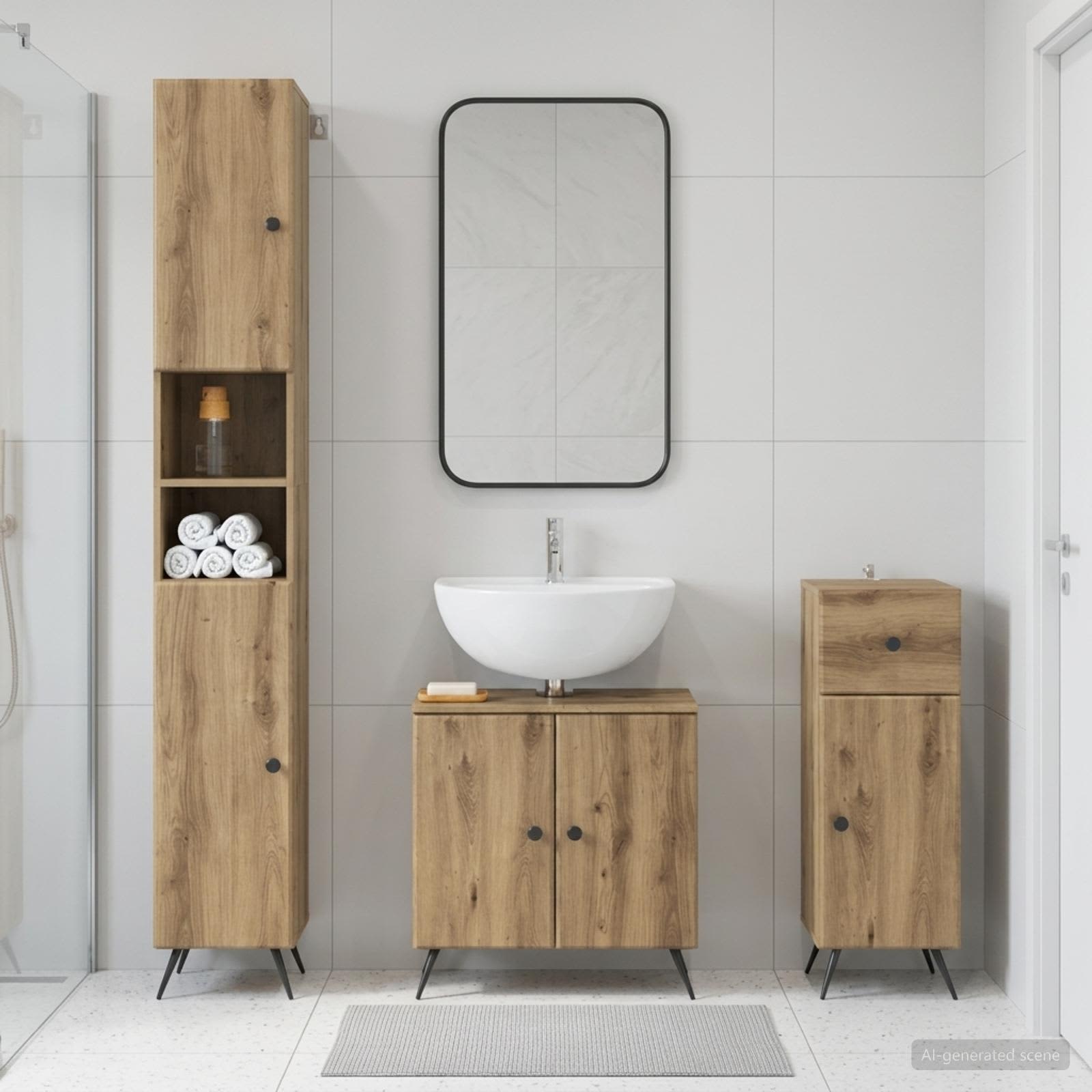 3-teiliges Badezimmer-Schranksystem BREDA Holzwerkstoff