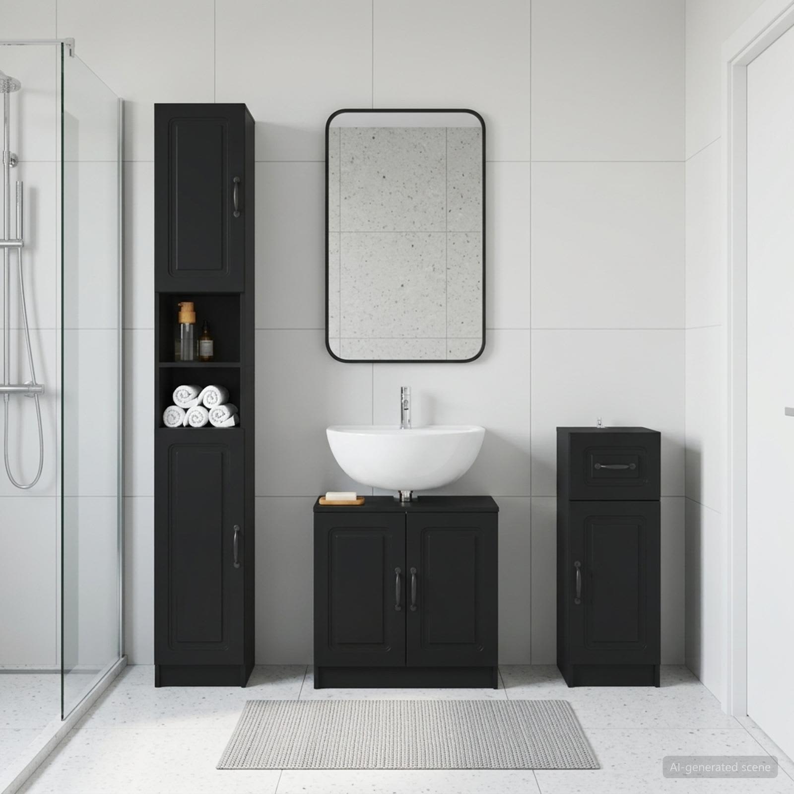 3-teiliges Badezimmer-Schranksystem UTRECHT Holzwerkstoff