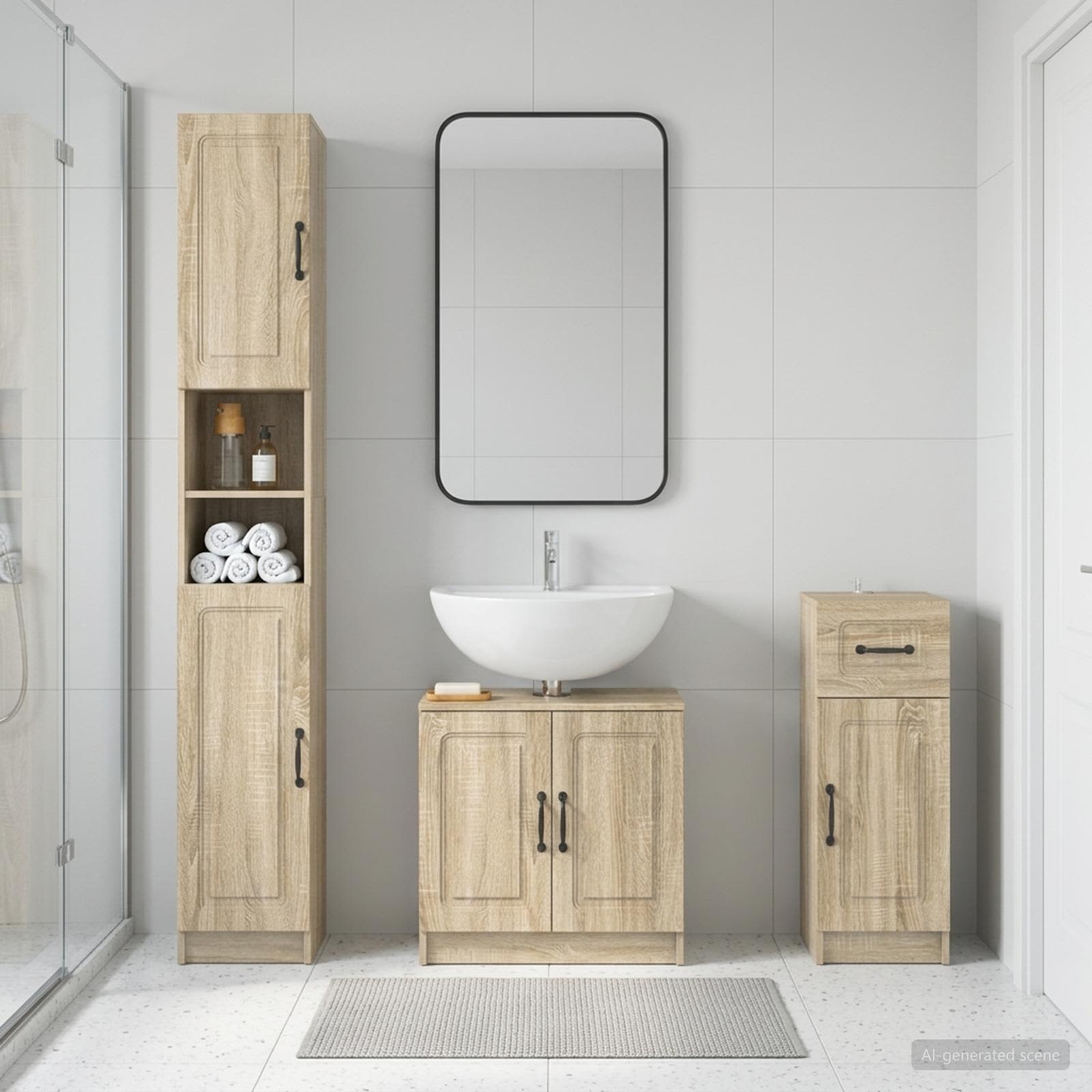 3-teiliges Badezimmer-Schranksystem UTRECHT Holzwerkstoff