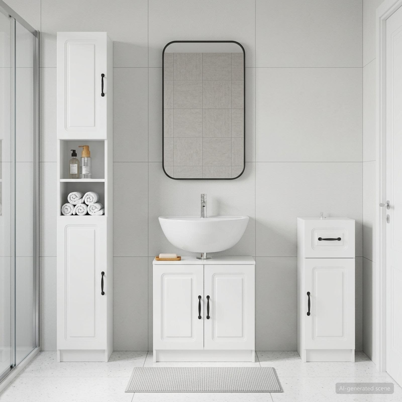 3-teiliges Badezimmer-Schranksystem UTRECHT Holzwerkstoff
