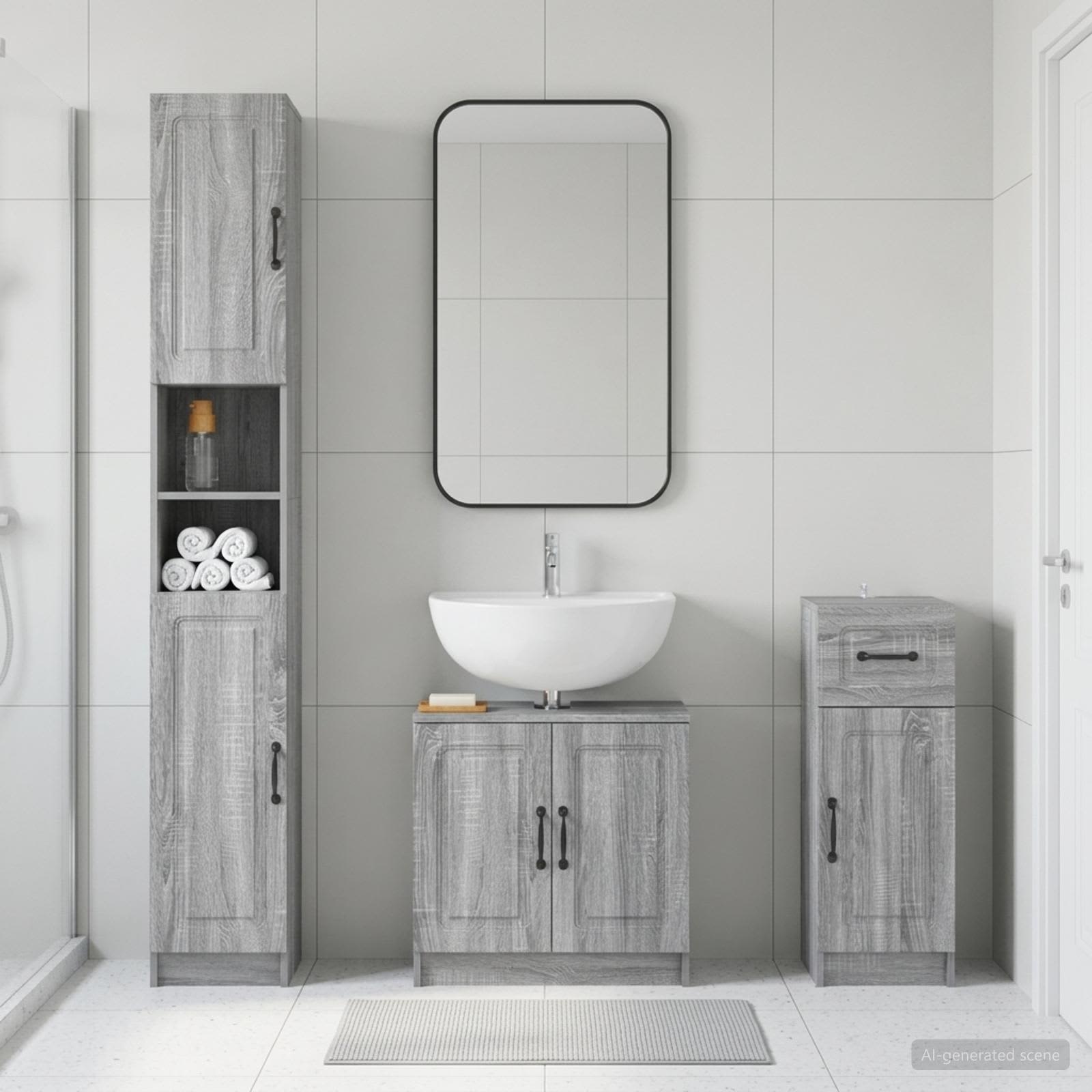 3-teiliges Badezimmer-Schranksystem UTRECHT Holzwerkstoff