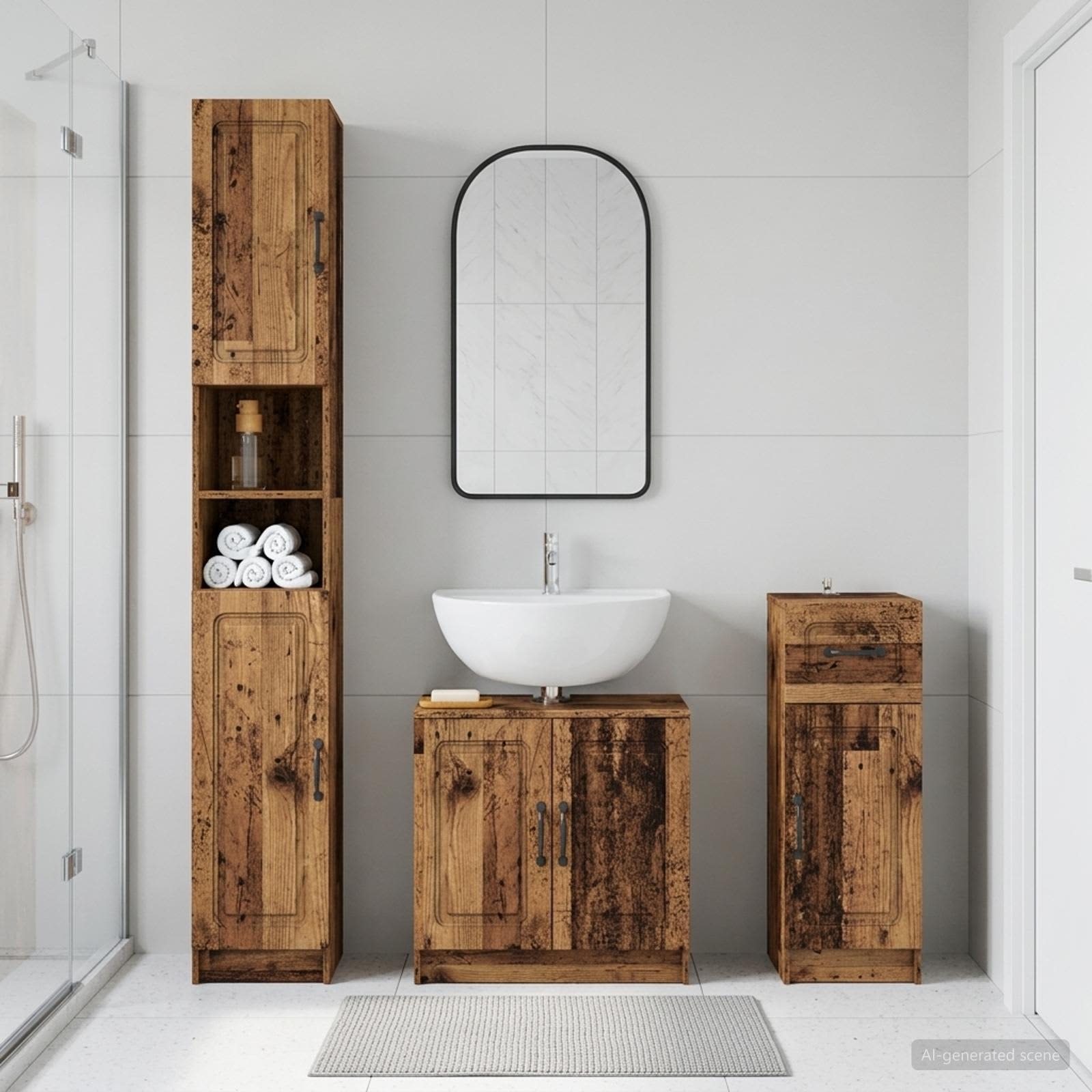 3-teiliges Badezimmer-Schranksystem UTRECHT Holzwerkstoff