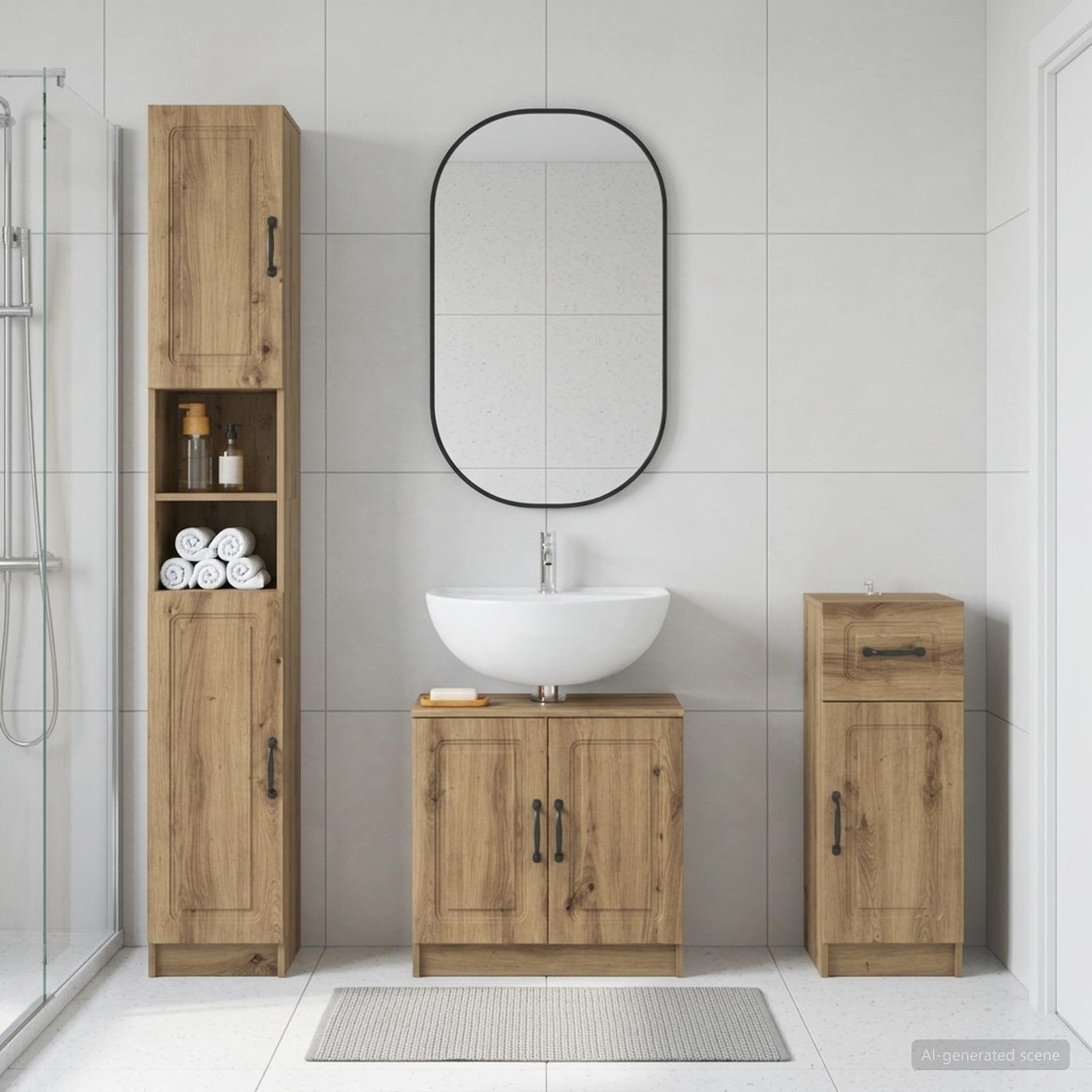 3-teiliges Badezimmer-Schranksystem UTRECHT Holzwerkstoff