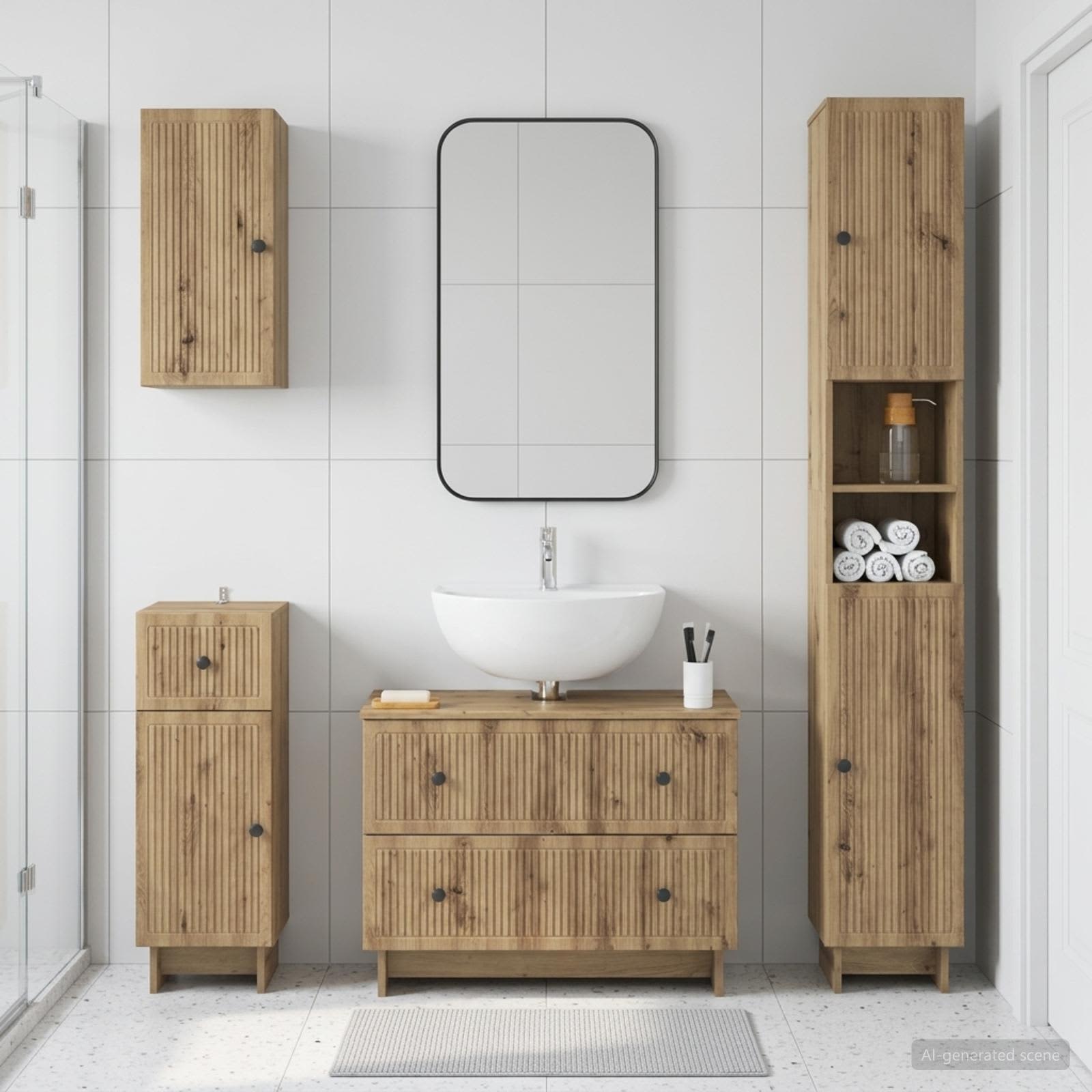 4-teiliges Badezimmer-Schrank-Set EDE Artisan-Eiche