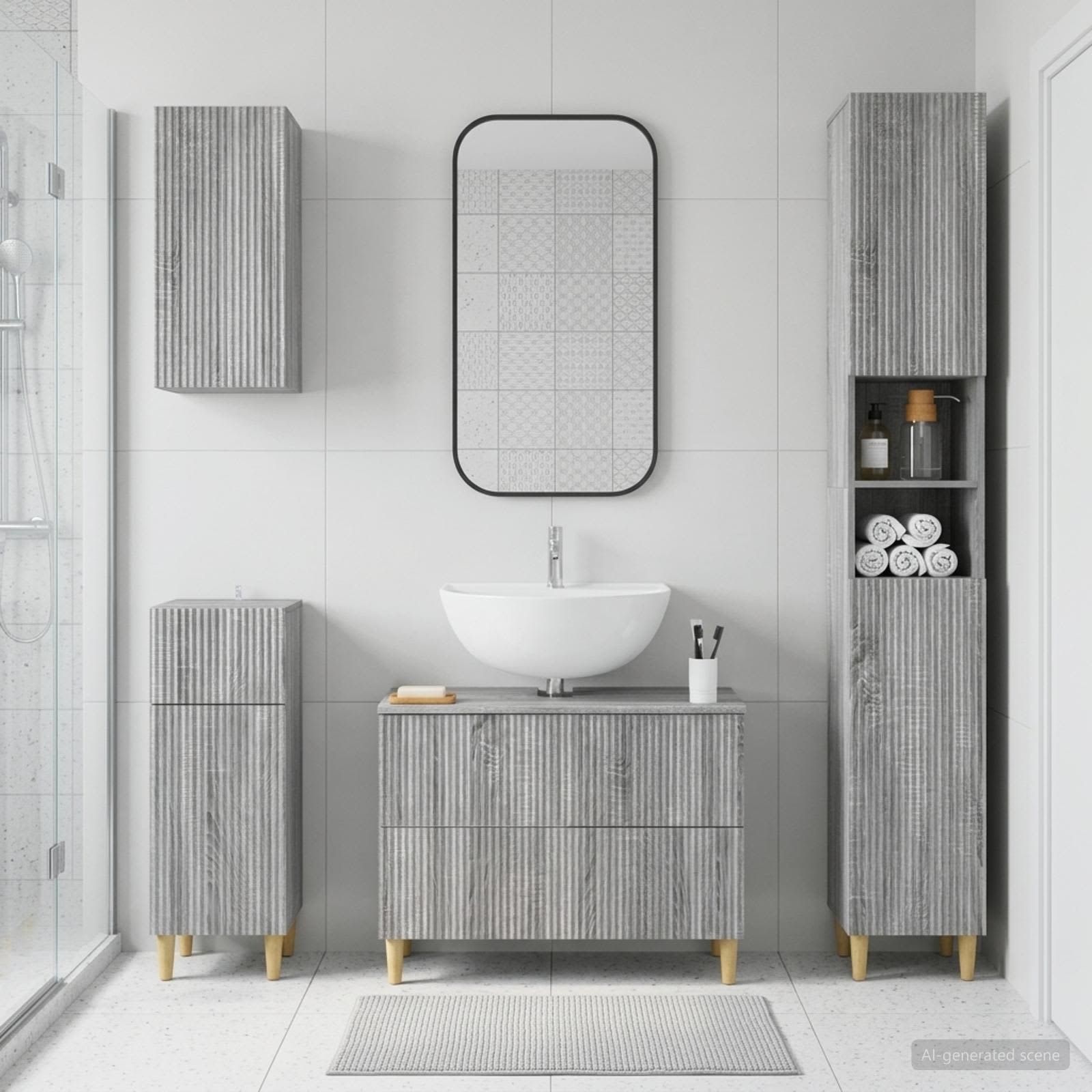 4-teiliges Badezimmer-Schrank-Set ARNHEM Sonoma-Grau