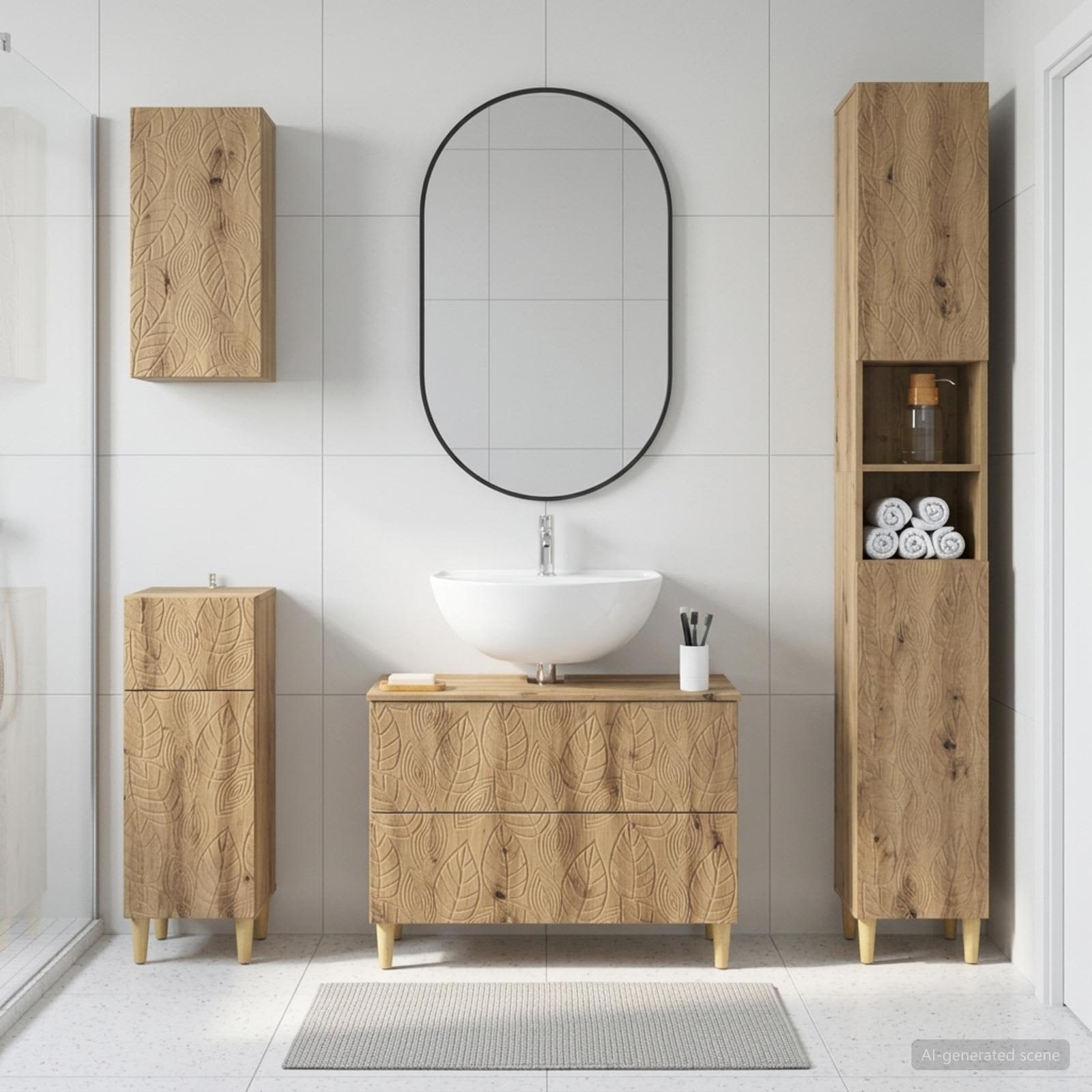 4-teiliges Badezimmer-Schrank-Set DELFT Artisan-Eiche