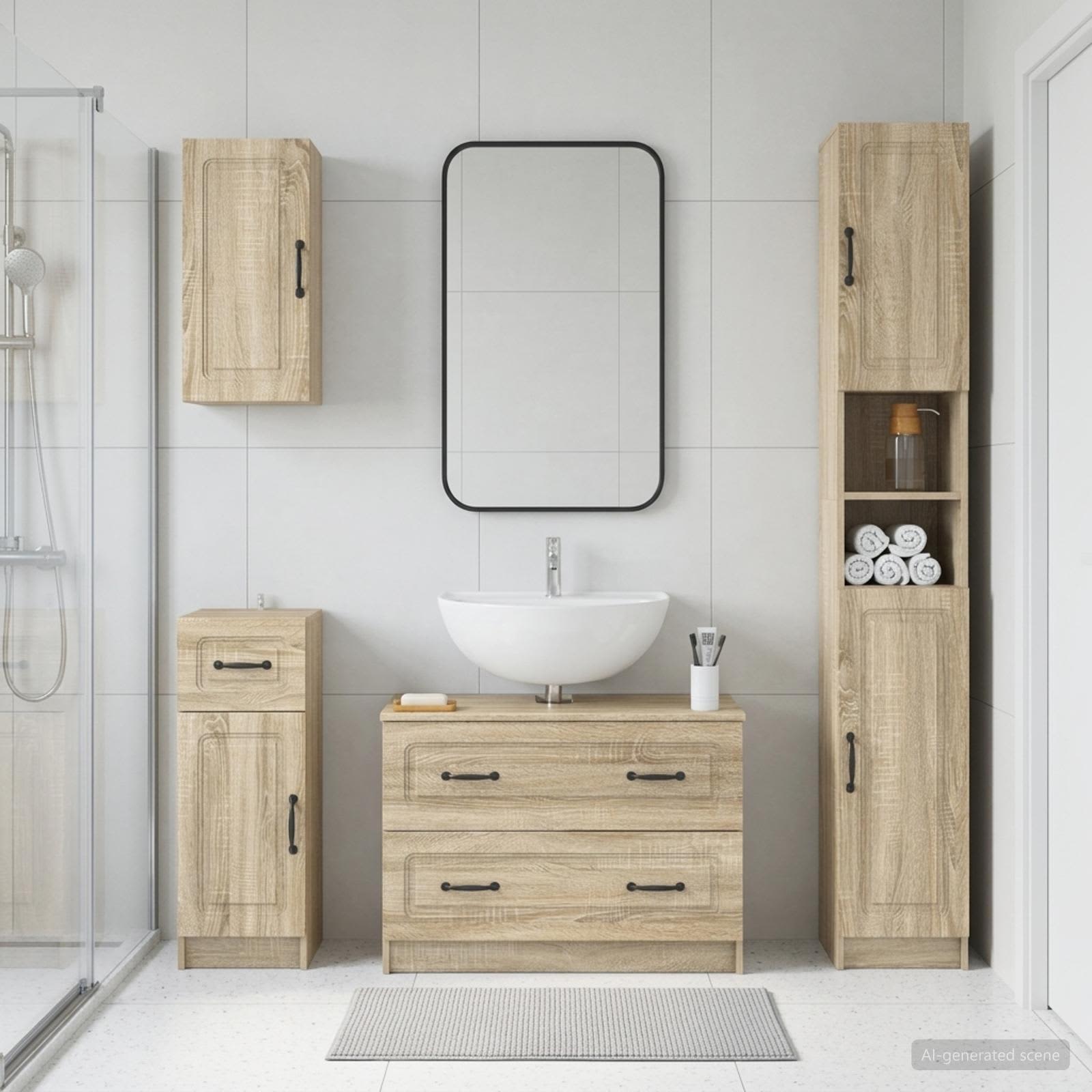 4-teiliges Badezimmer-Schrank-Set UTRECHT Sonoma-Eiche