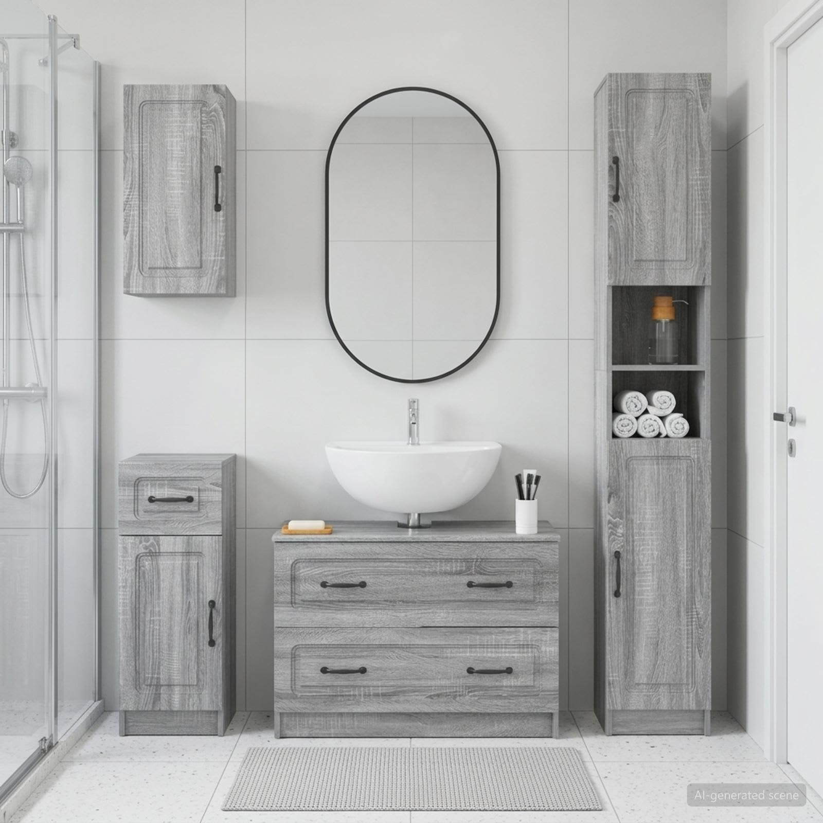 4-teiliges Badezimmer-Schrank-Set UTRECHT Sonoma-Grau