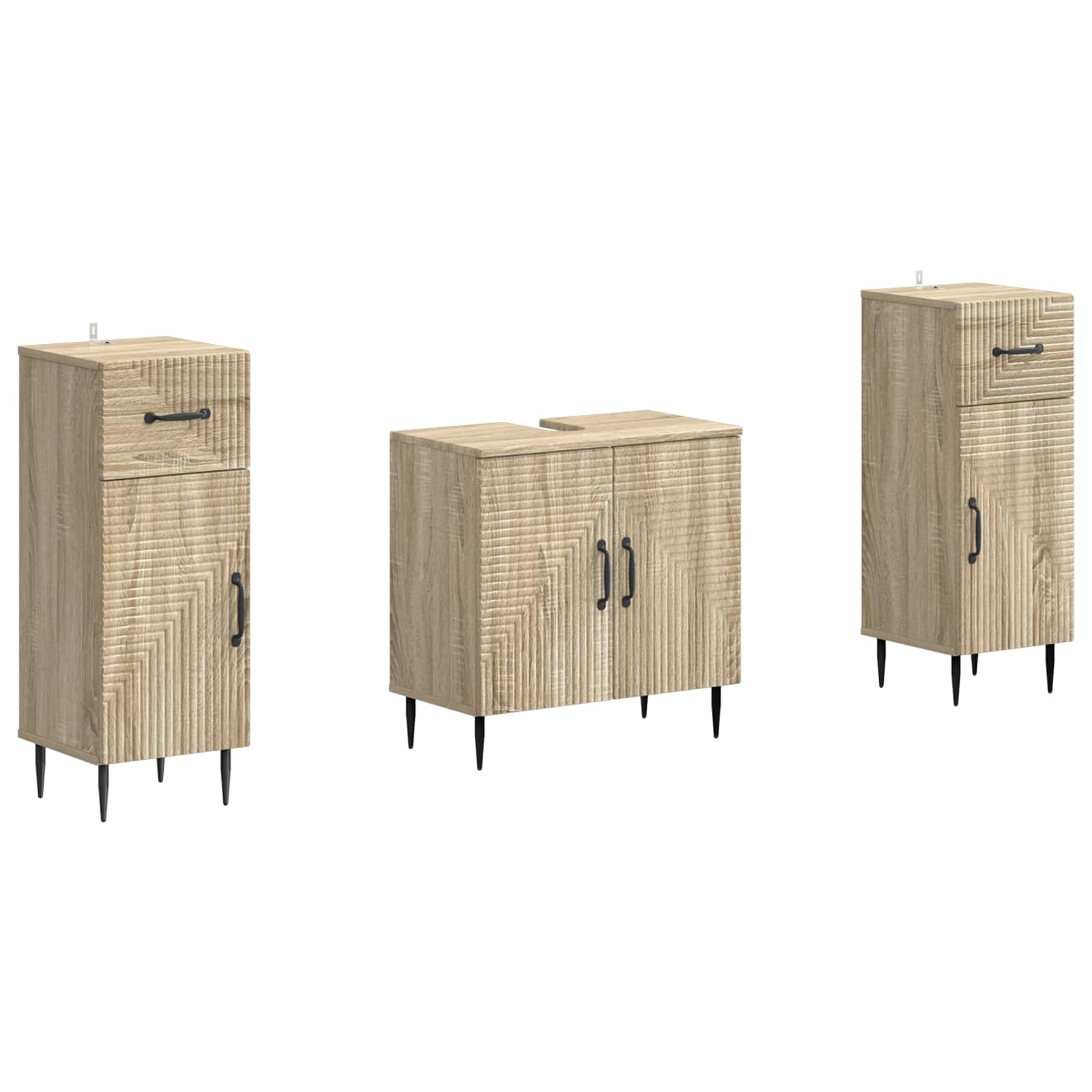 2-teiliges Badezimmer Schrank Set HAARLEM Sonoma-Eiche