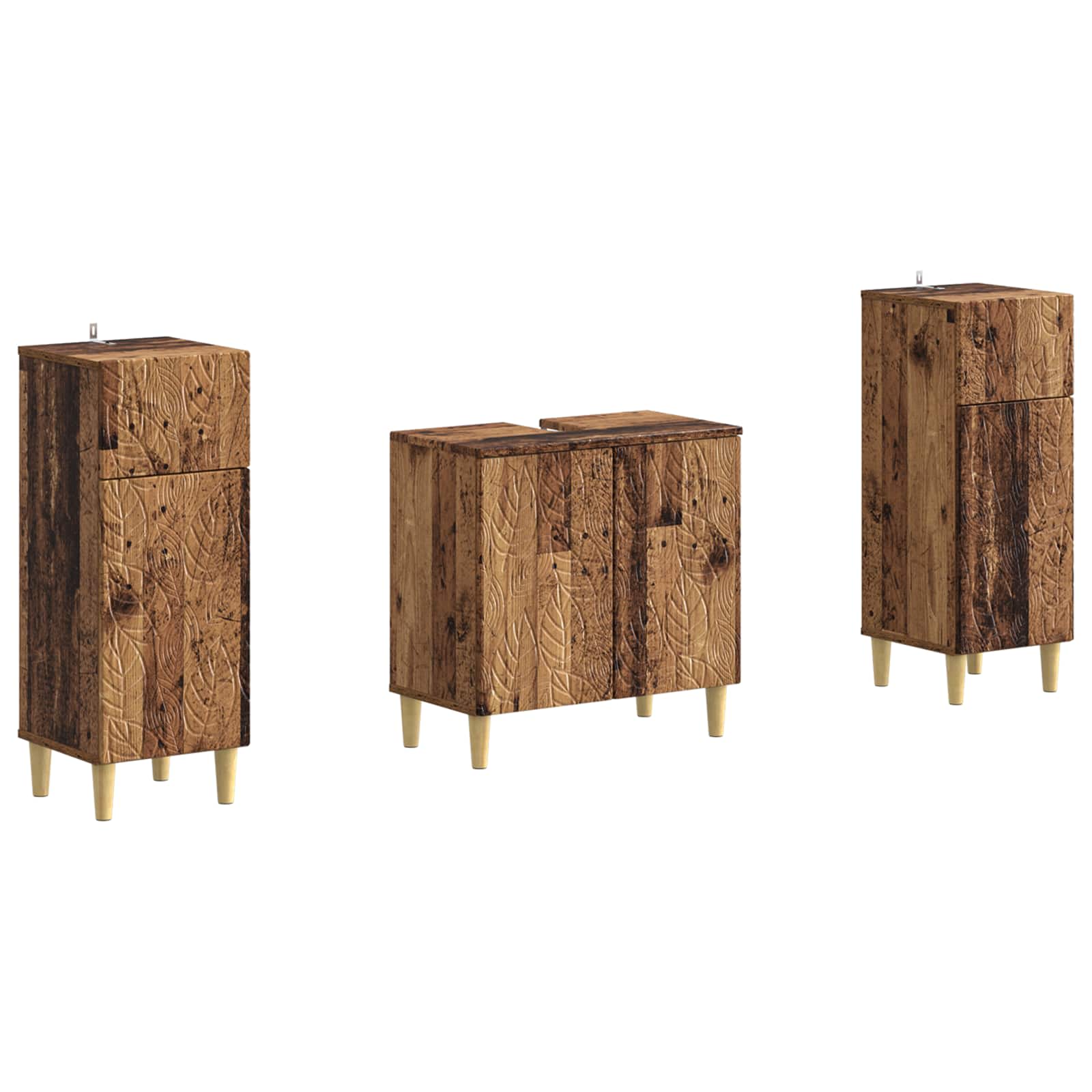 2-teiliges Badezimmer Schrank Set DELFT Altholz Holzwerkstoff