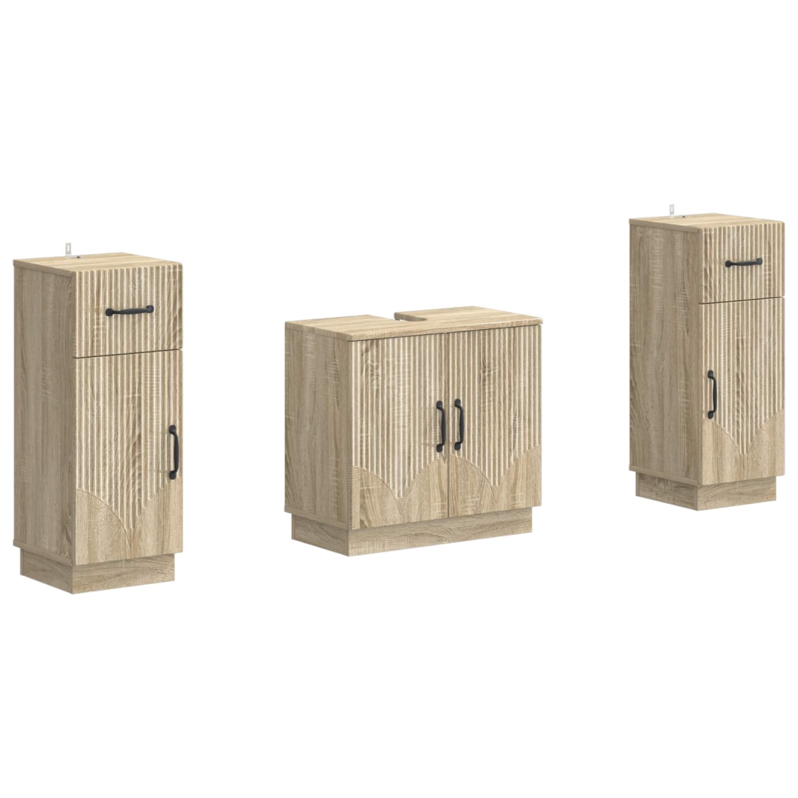 2-teiliges Badezimmer Schrank Set HOORN Sonoma-Eiche