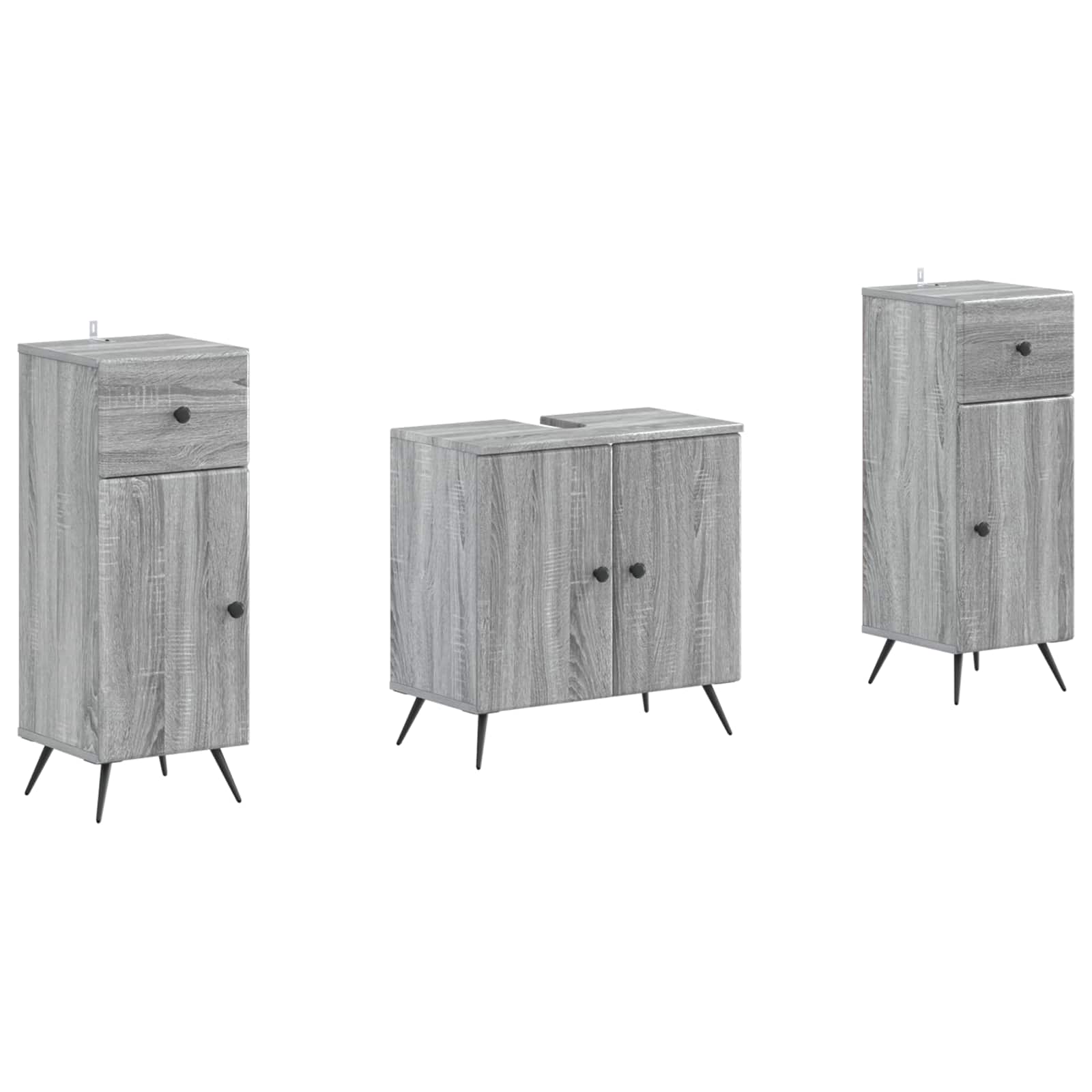 2-teiliges Badezimmer Schrank Set BREDA Sonoma-Grau