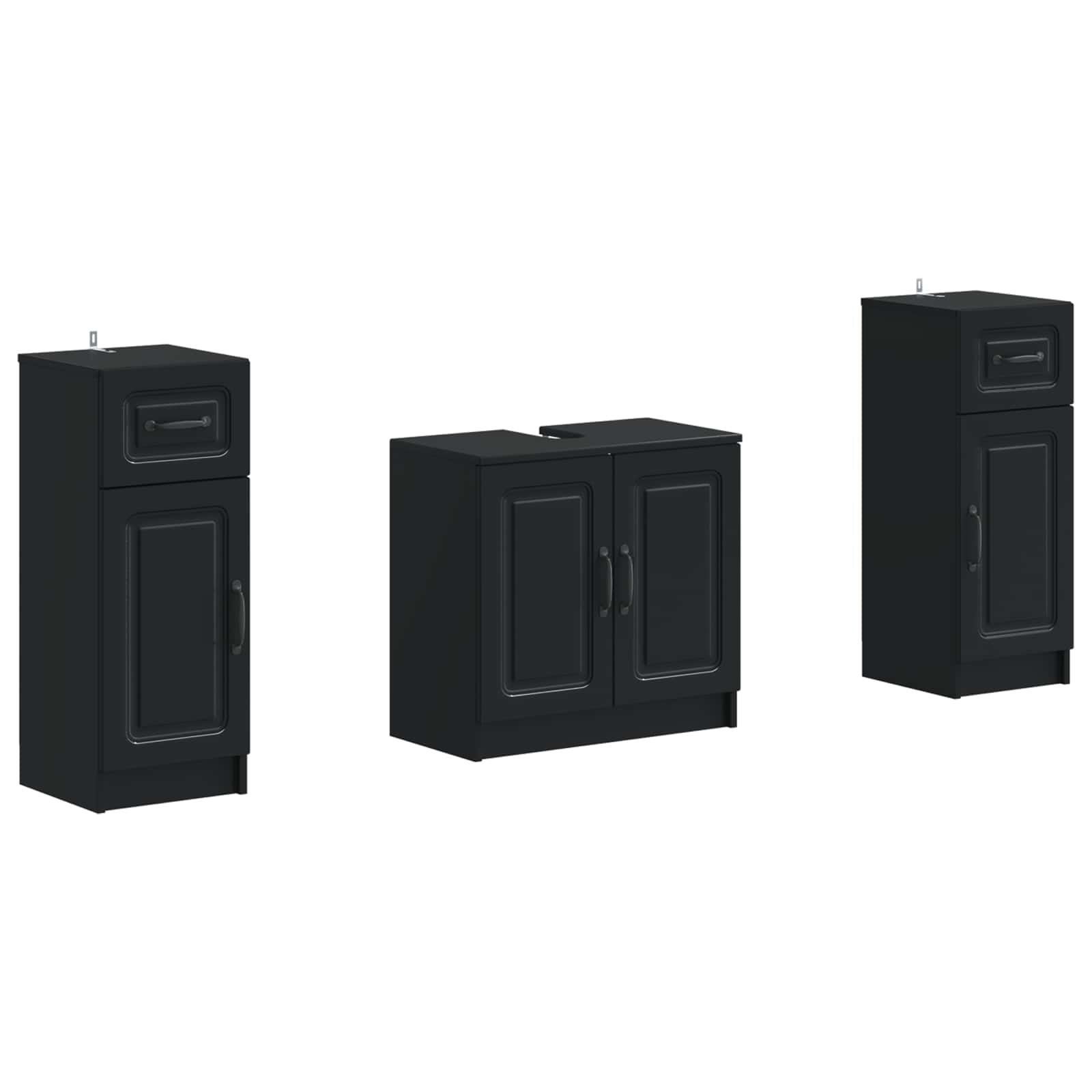 2-teiliges Badezimmer Schrank Set UTRECHT Schwarz Holzwerkstoff