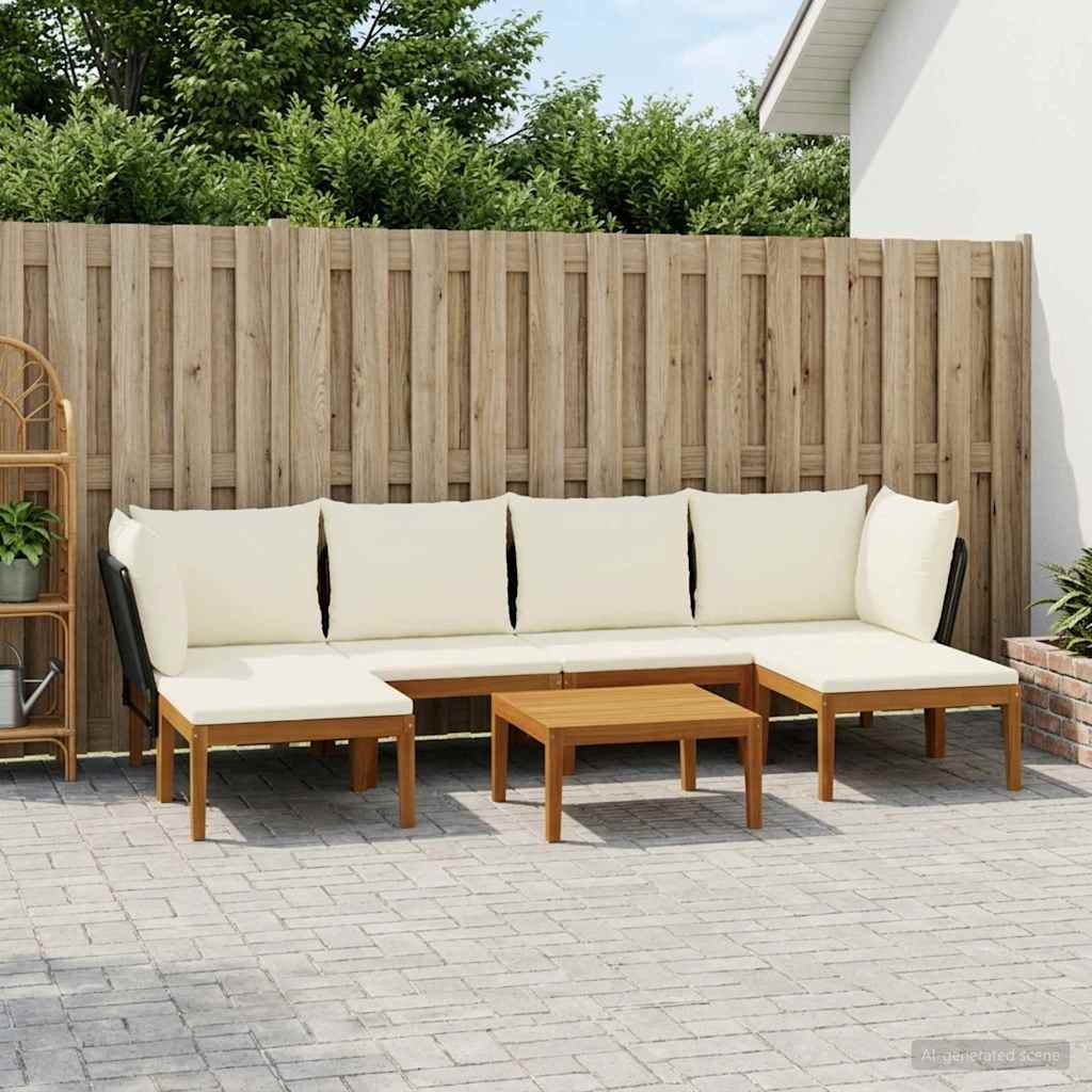 7 stk. Massives Akazienholz & Seil Natur