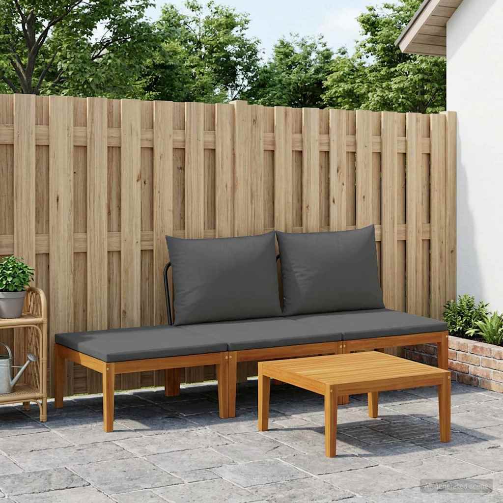 4 stk. Massives Akazienholz & Seil Natur