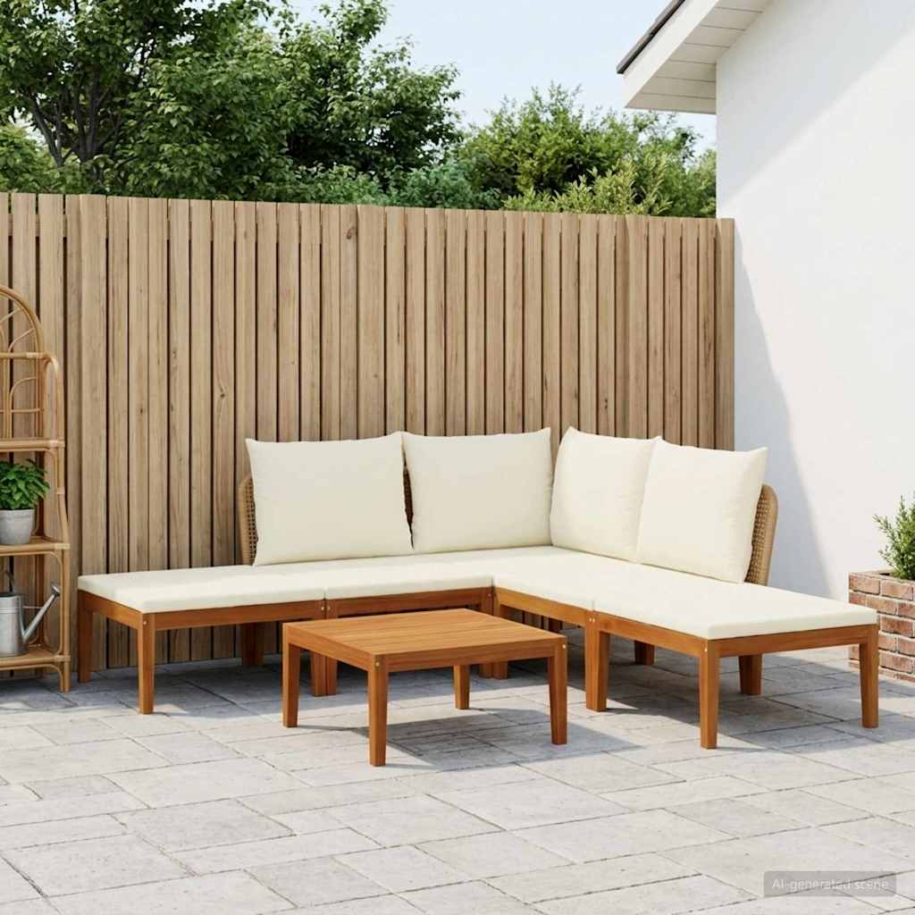 6 stk. Massives Akazienholz & Seil Natur