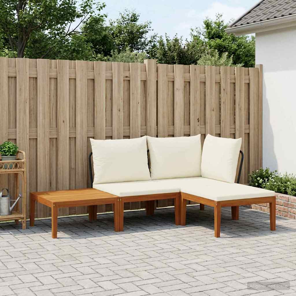 4 stk. Massives Akazienholz & Seil Natur