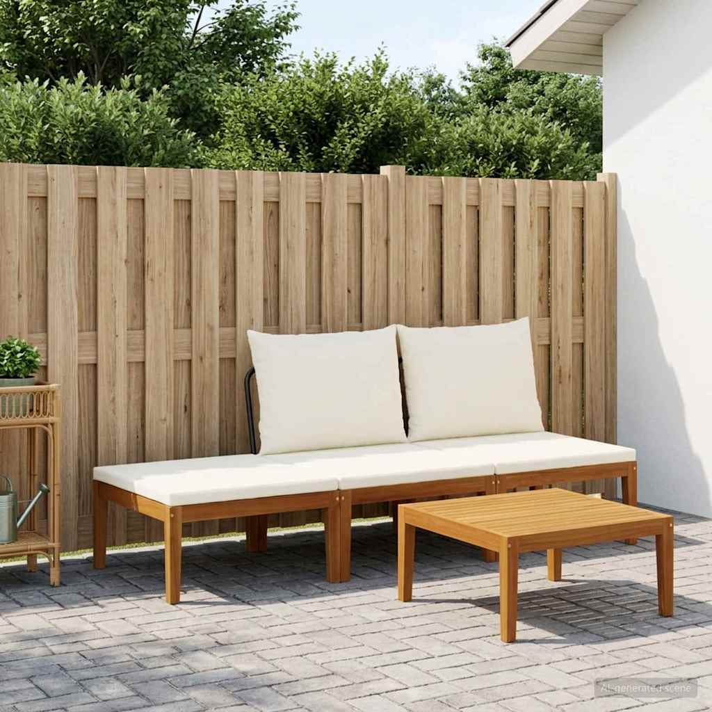 4 stk. Massives Akazienholz & Seil Natur