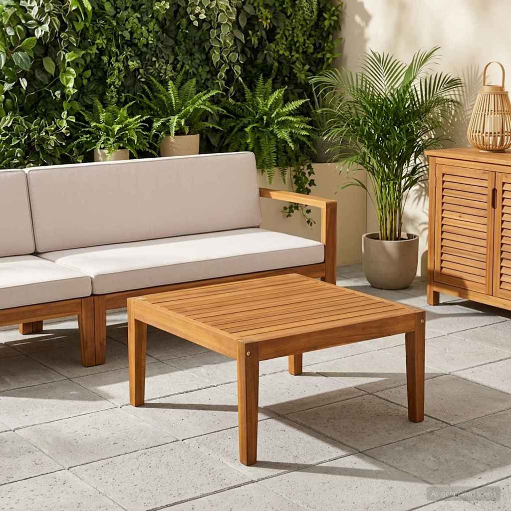 Gartentisch Massivholz Akazie Natur 60 x 60 x 30 cm