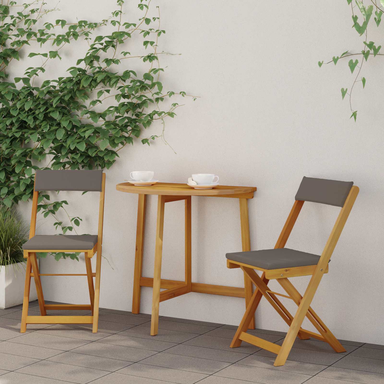 Außen Bistro-Stühle 2 stk. Dunkelgrau Massivholz Akazie