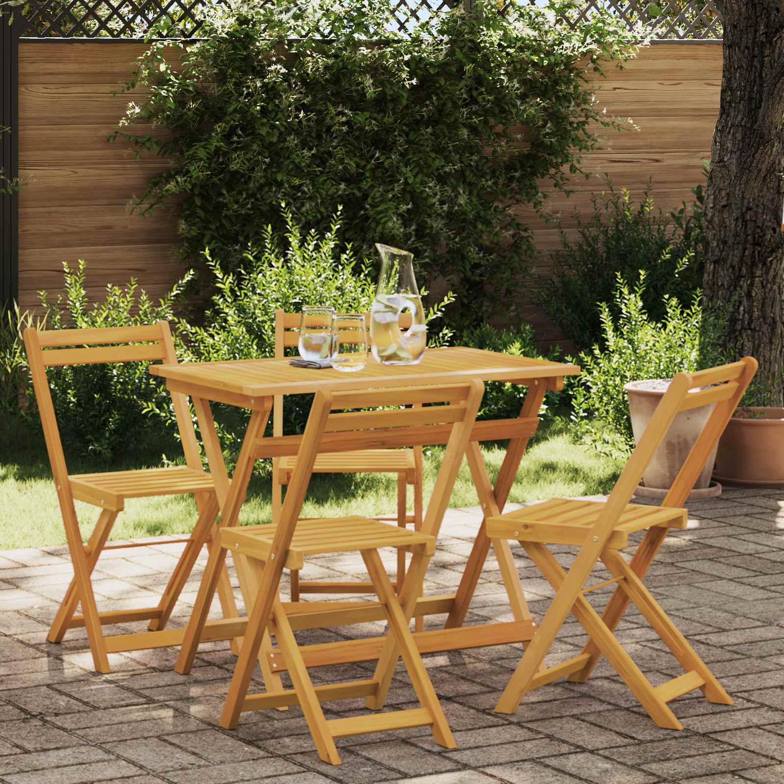 Klappbare Gartenstühle 4 stk. Natur Massivholz Akazie