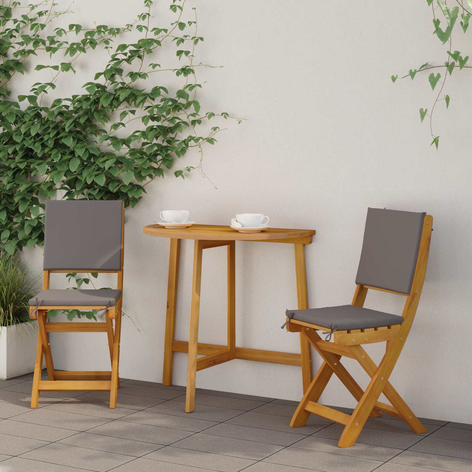 Gartenstuhl 2 stk. Dunkelgrau Massivholz Akazie