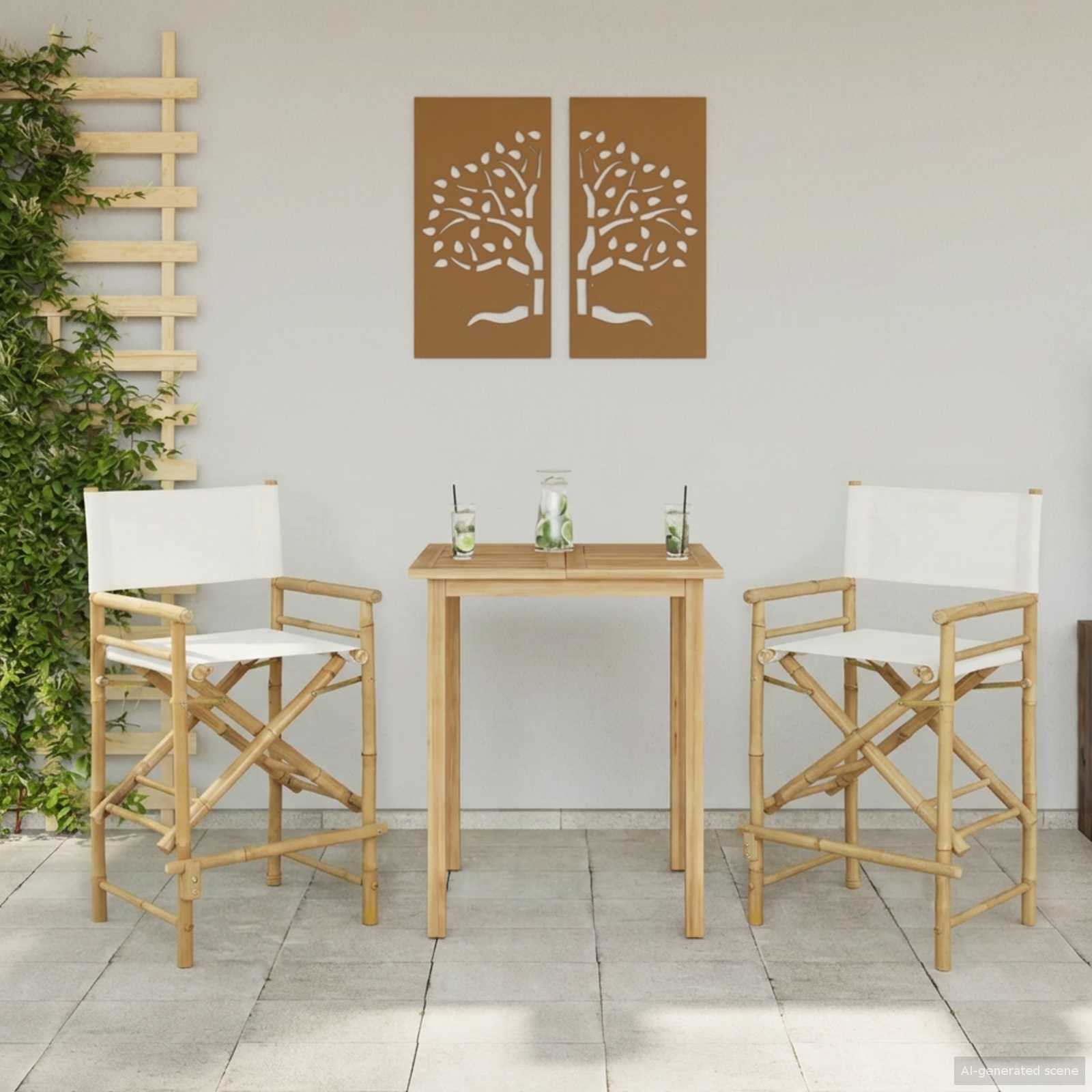 Folding Director's Chair 2 stk. Natur Bambus