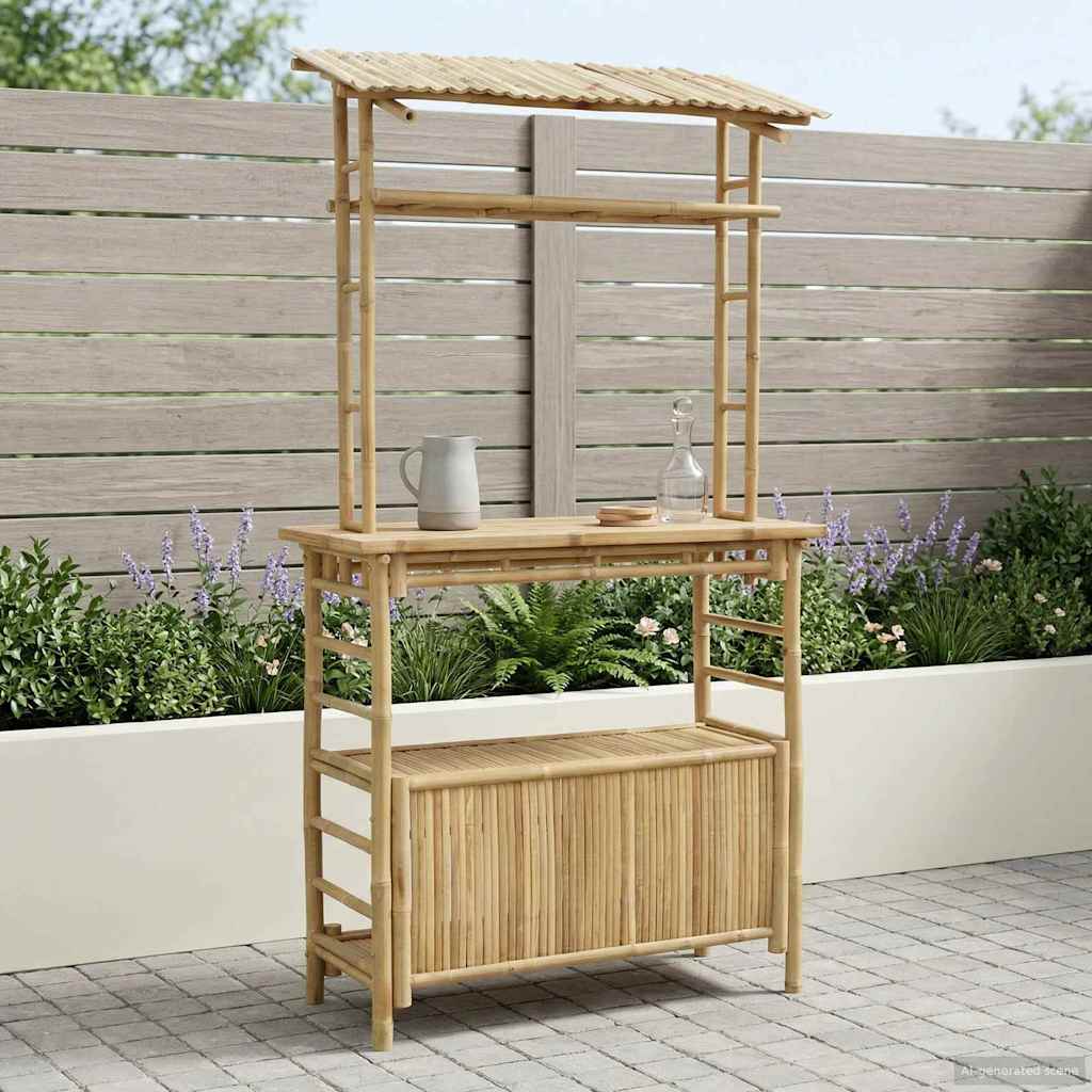 Outdoor Bartisch Natur 110 x 50 x 210 cm Bambus