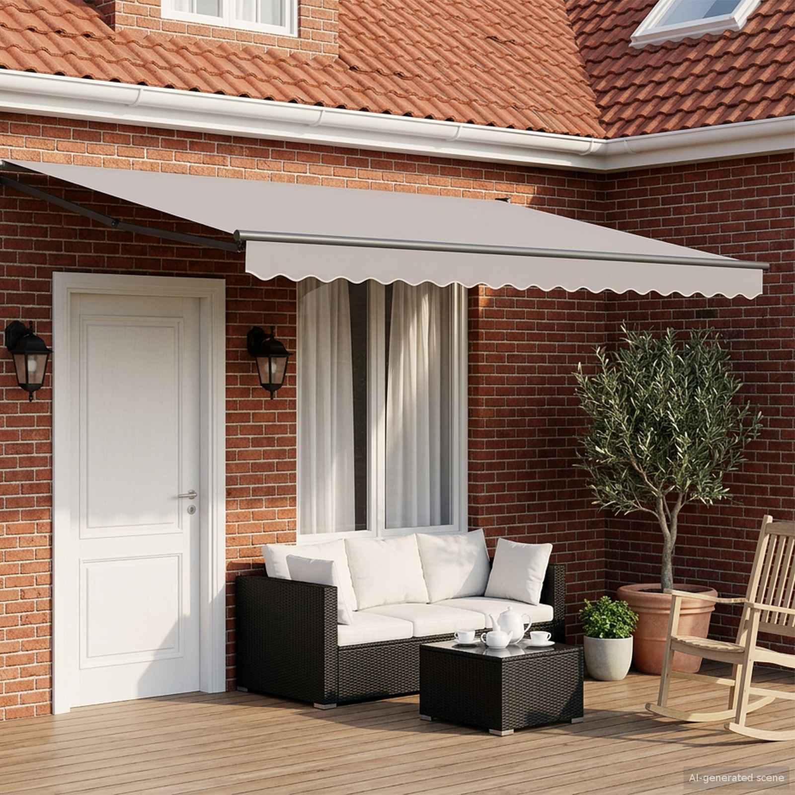 Electric Retractable Awning Frame Anthrazit 5 x 3 m Aluminium