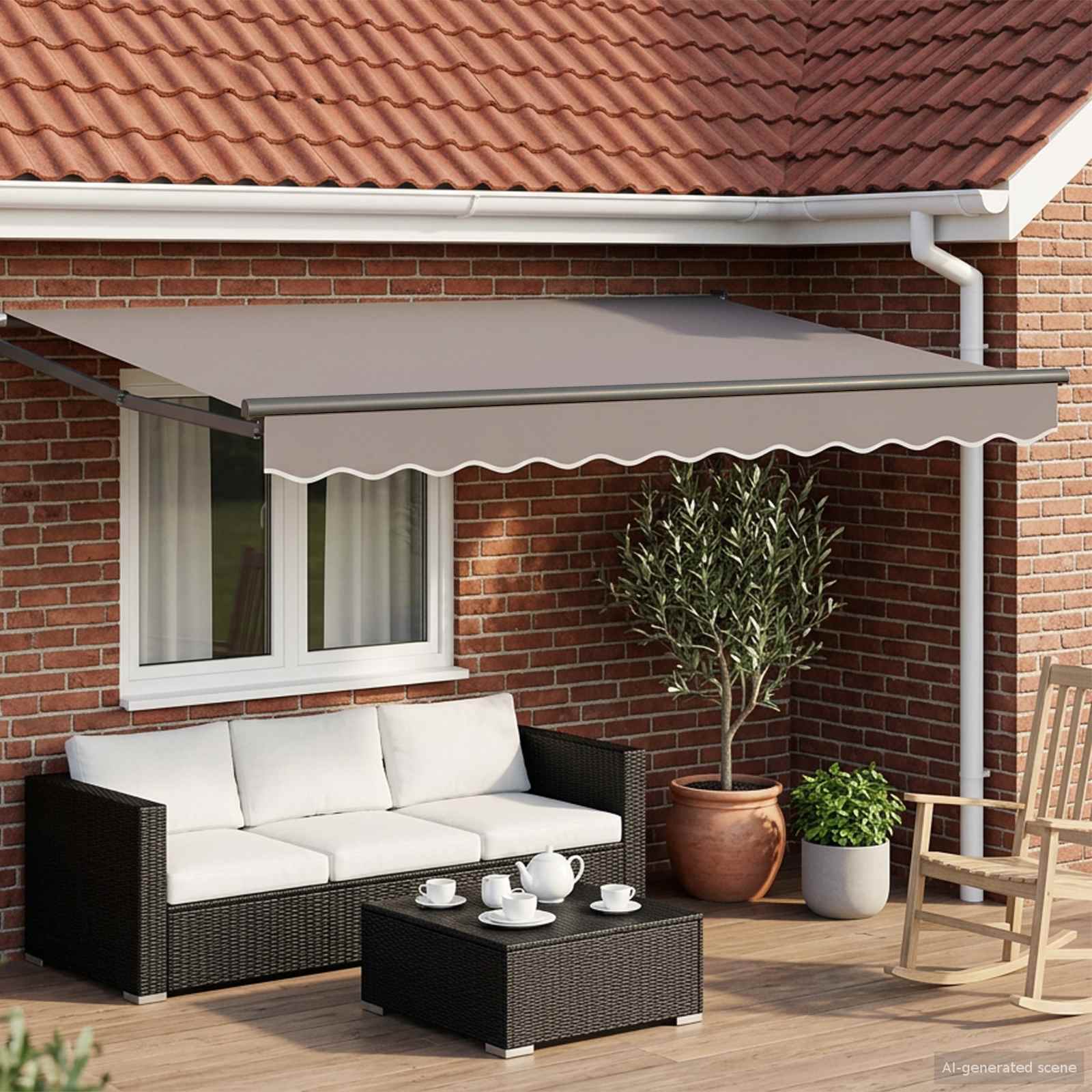 Elektrisches Markisenrahmen Anthrazit 3 x 2 m Aluminium