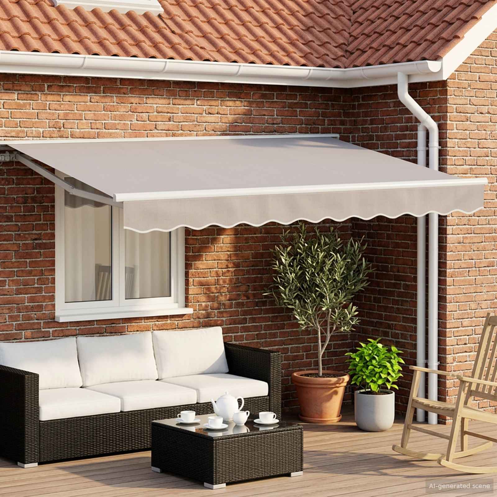 Elektrische Markisenrahmen mit LEDs Weiß 3 x 2 m Aluminium