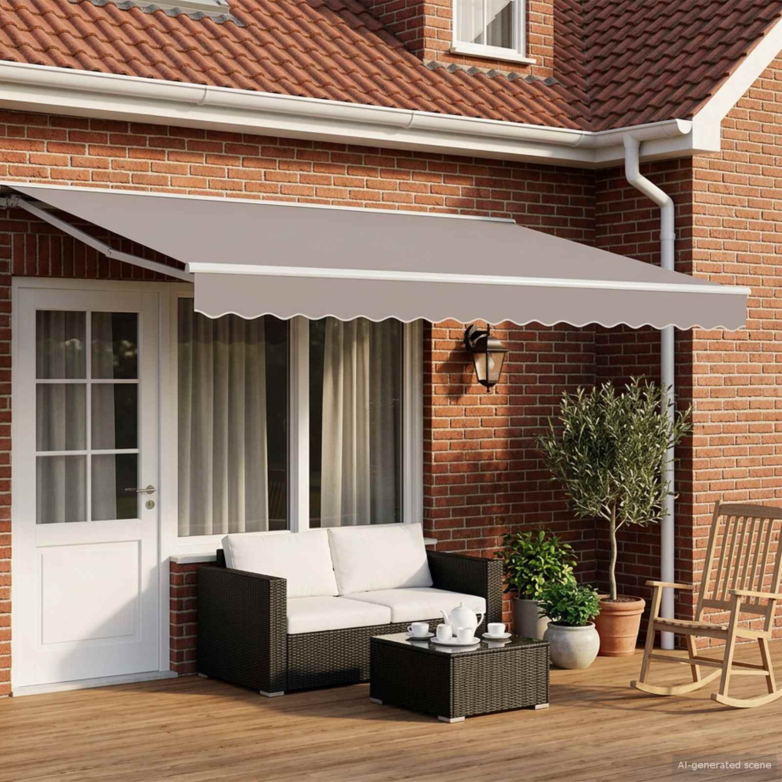 Electric Retractable Awning Frame Weiß 5 x 3 m Stahl